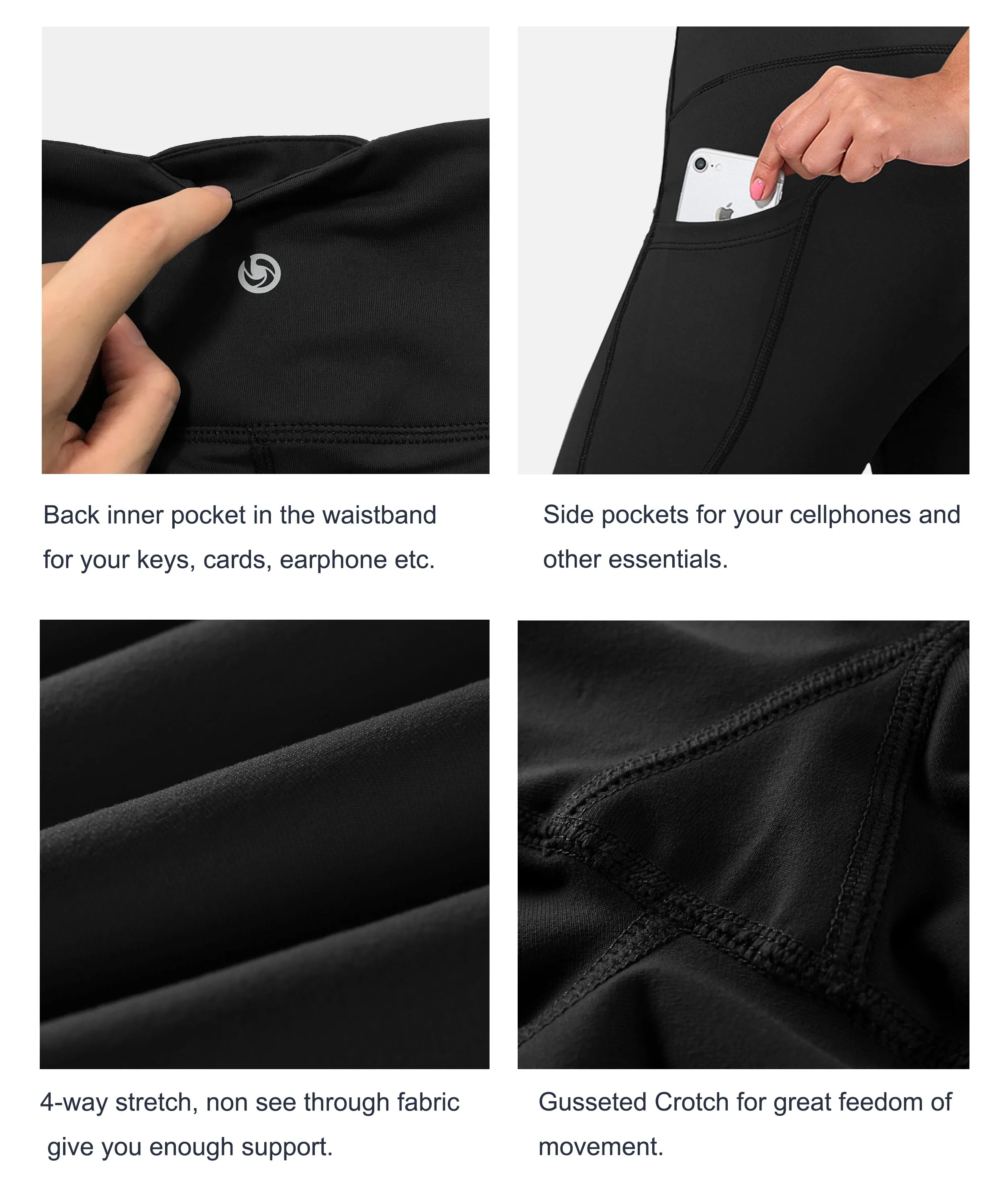 29" 31" 33" 35" 37"  Side Pockets Bootcut Leggings black_Plus Size