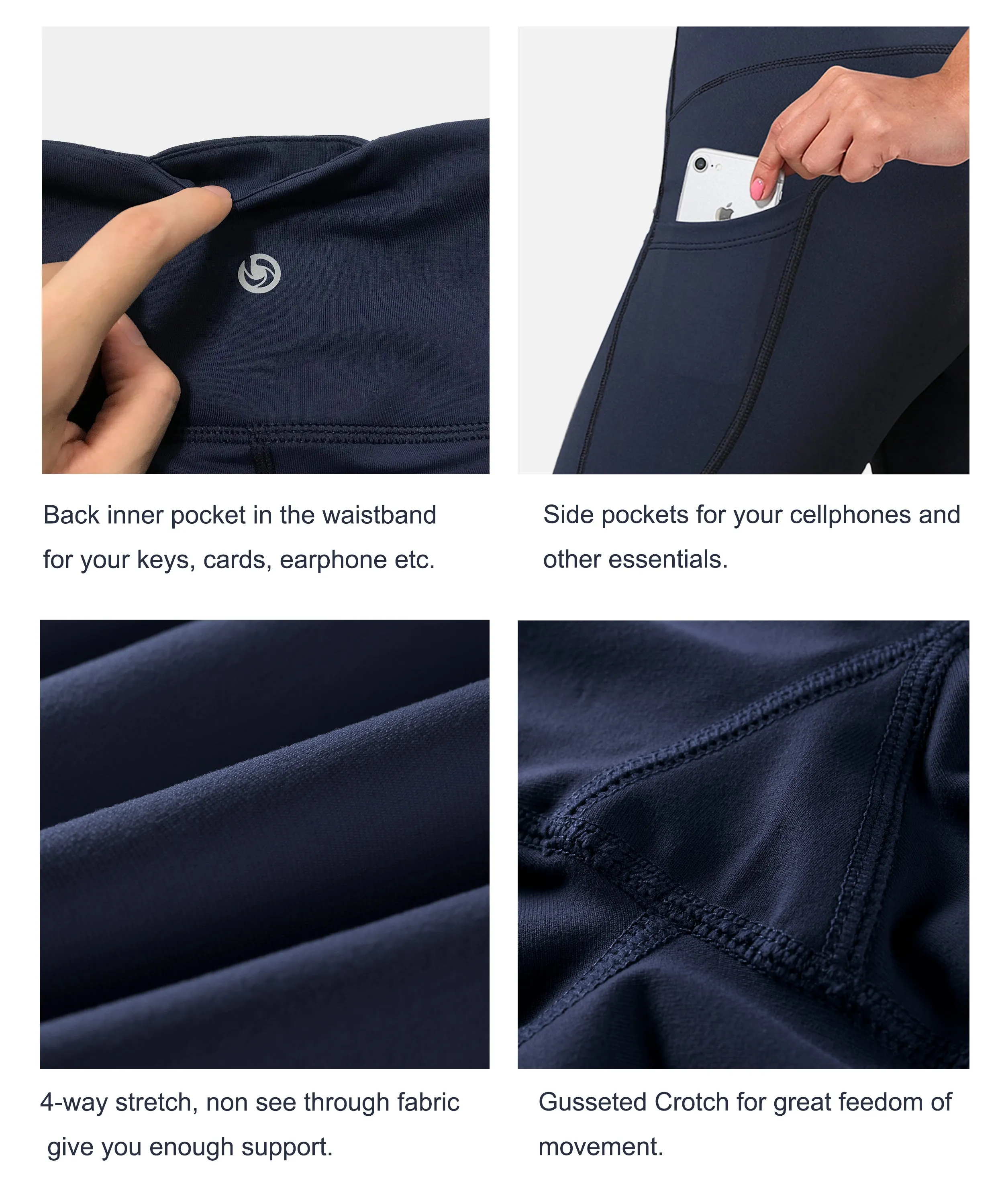 29" 31" 33" 35" 37"  Side Pockets Bootcut Leggings darknavy_Jogging