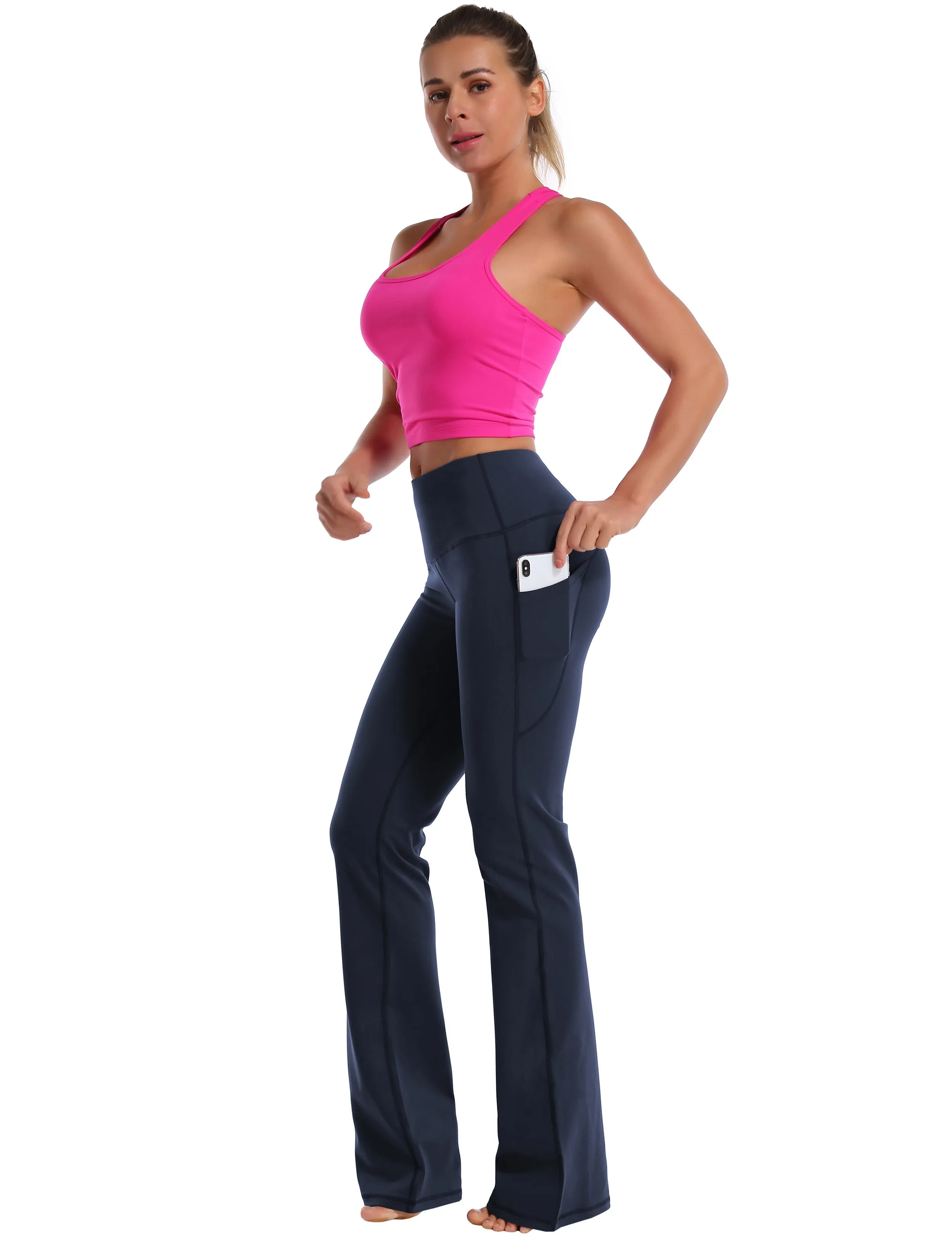 29" 31" 33" 35" 37"  Side Pockets Bootcut Leggings darknavy_Jogging