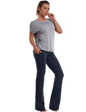 29" 31" 33" 35" 37"  Side Pockets Bootcut Leggings darknavy_Jogging