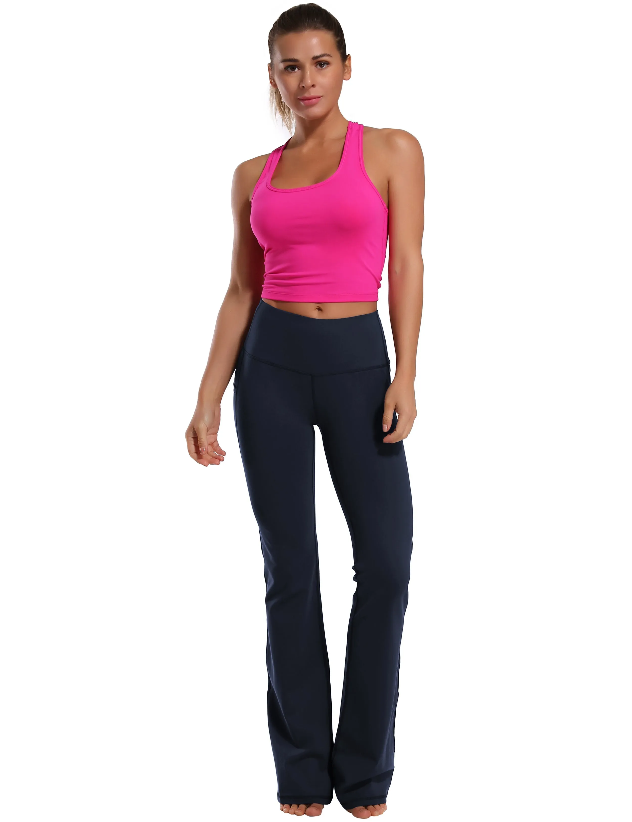 29" 31" 33" 35" 37"  Side Pockets Bootcut Leggings darknavy_Tall Size