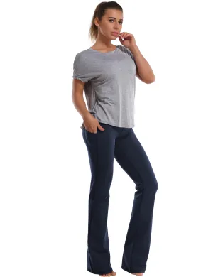 29" 31" 33" 35" 37"  Side Pockets Bootcut Leggings darknavy_yogastudio