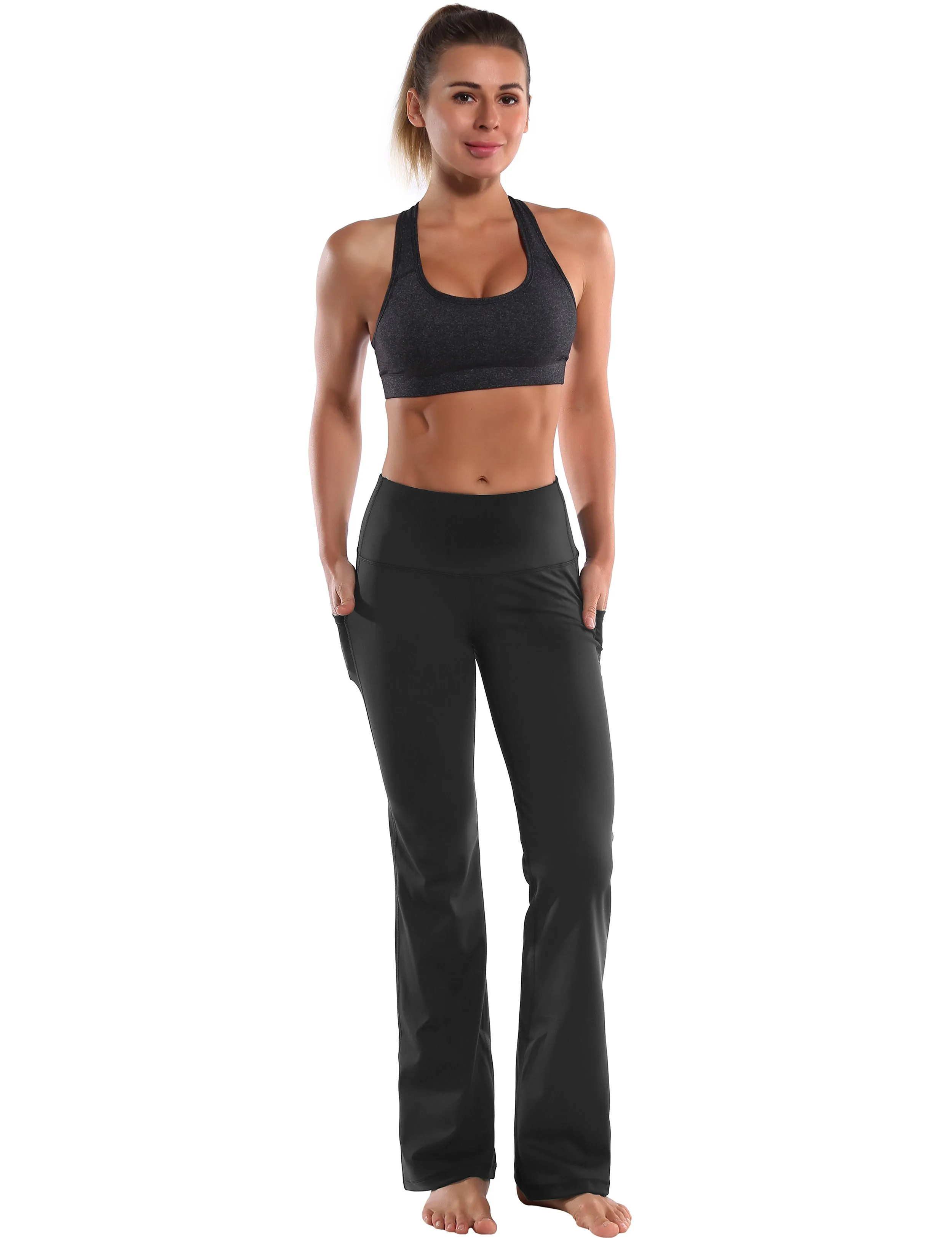 29" 31" 33" 35" 37"  Side Pockets Bootcut Leggings irongrey_Gym