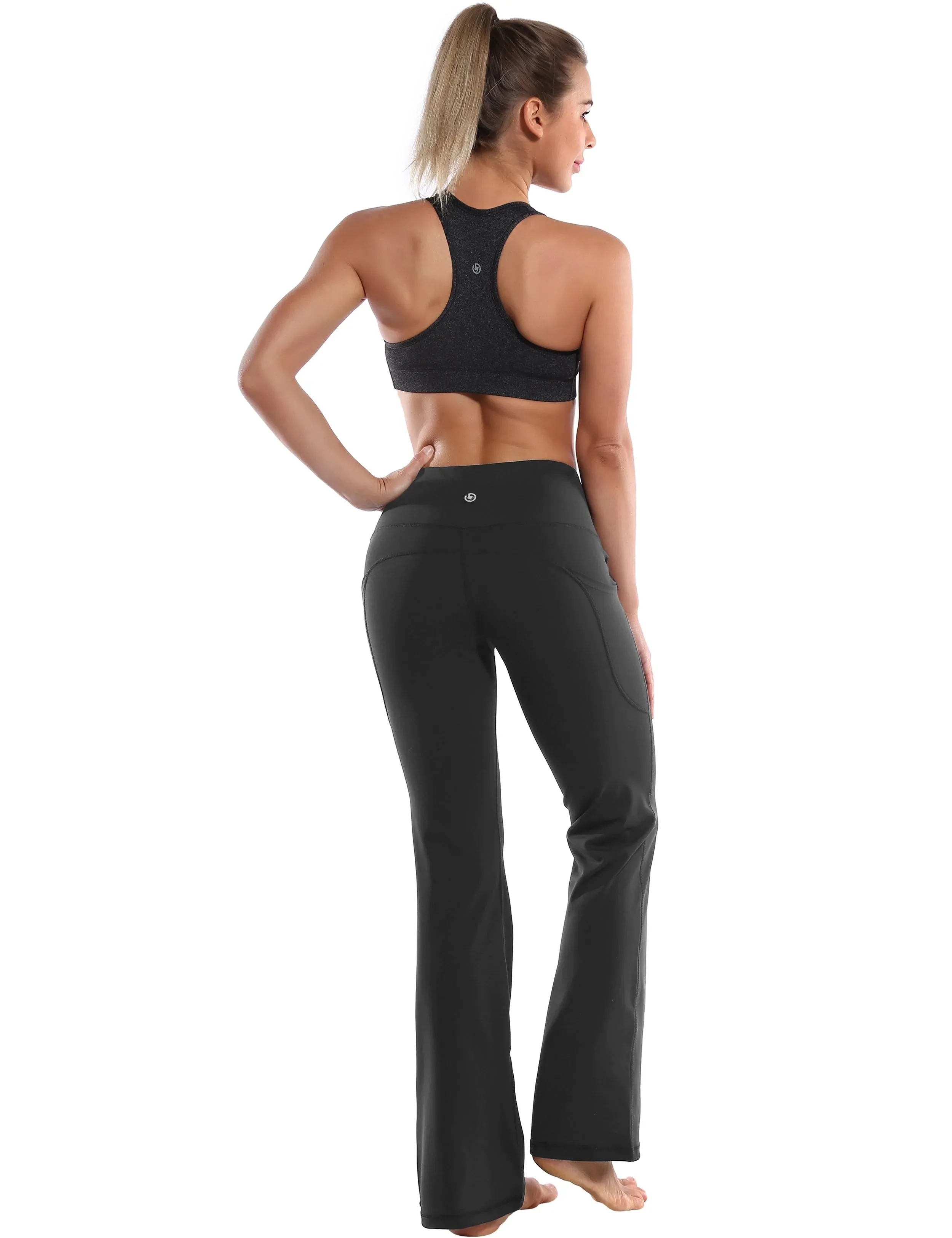 29" 31" 33" 35" 37"  Side Pockets Bootcut Leggings irongrey_yogastudio