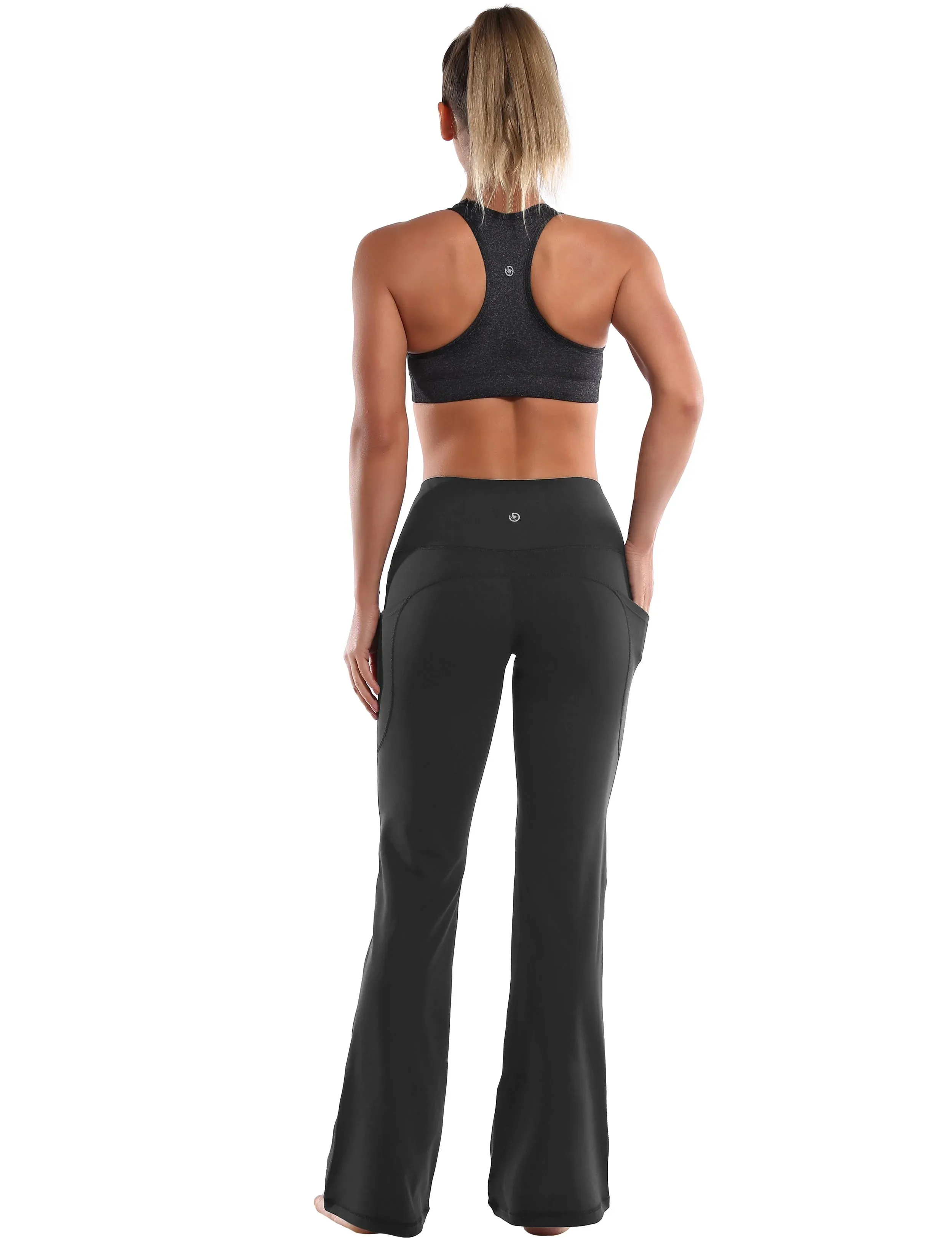 29" 31" 33" 35" 37"  Side Pockets Bootcut Leggings irongrey_yogastudio
