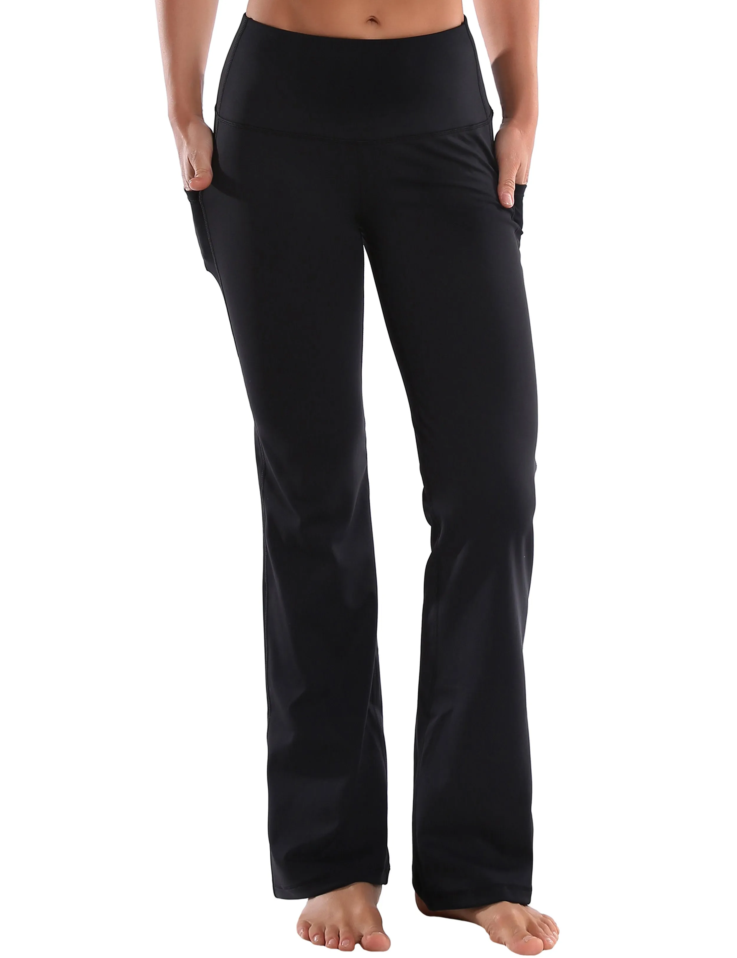 29" 31" 33" 35" 37"  Side Pockets Bootcut Leggings jetblack_Golf