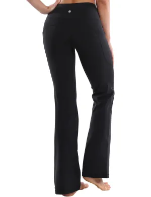 29" 31" 33" 35" 37"  Side Pockets Bootcut Leggings jetblack_yogastudio