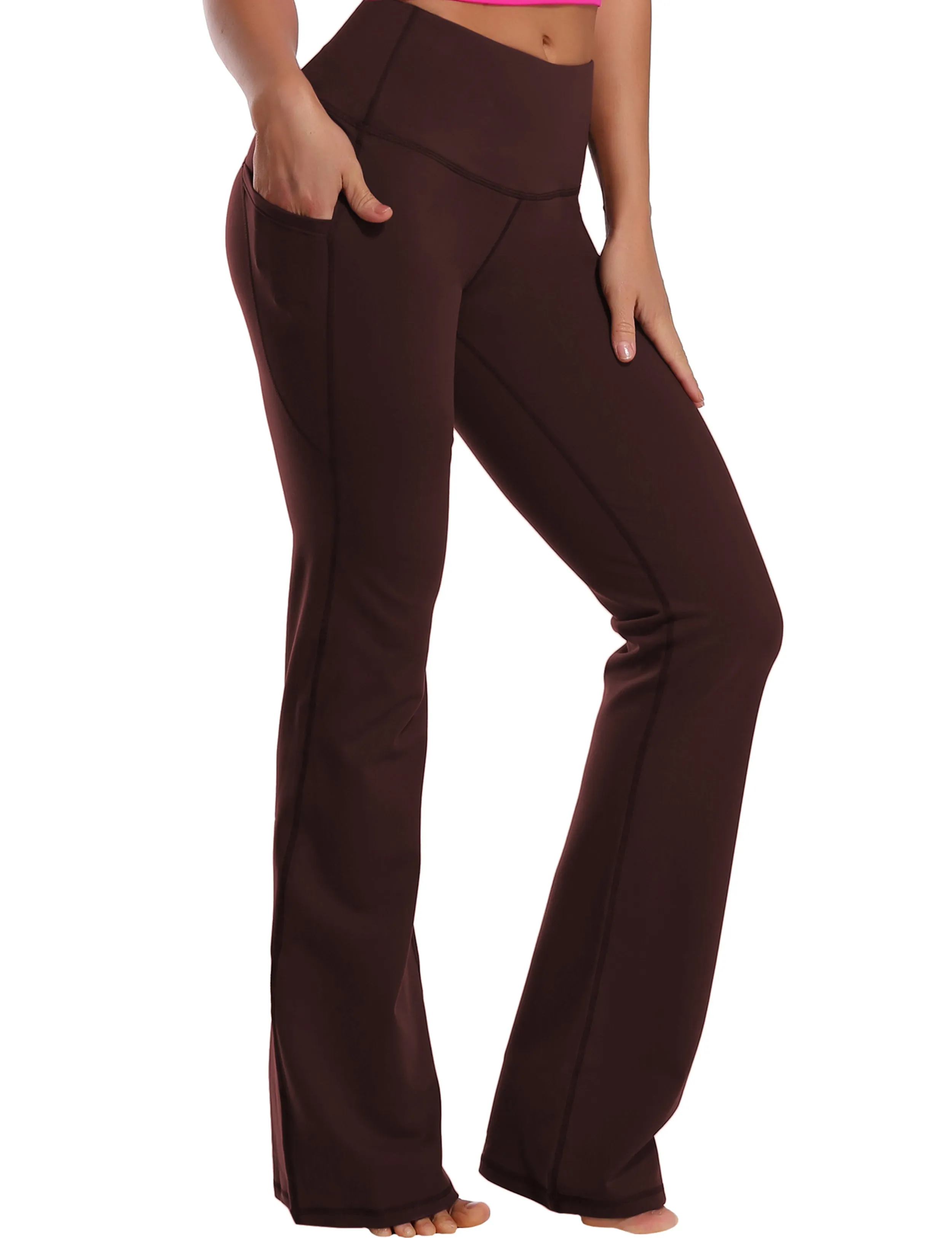 29" 31" 33" 35" 37"  Side Pockets Bootcut Leggings mahoganymaroon_Tall Size