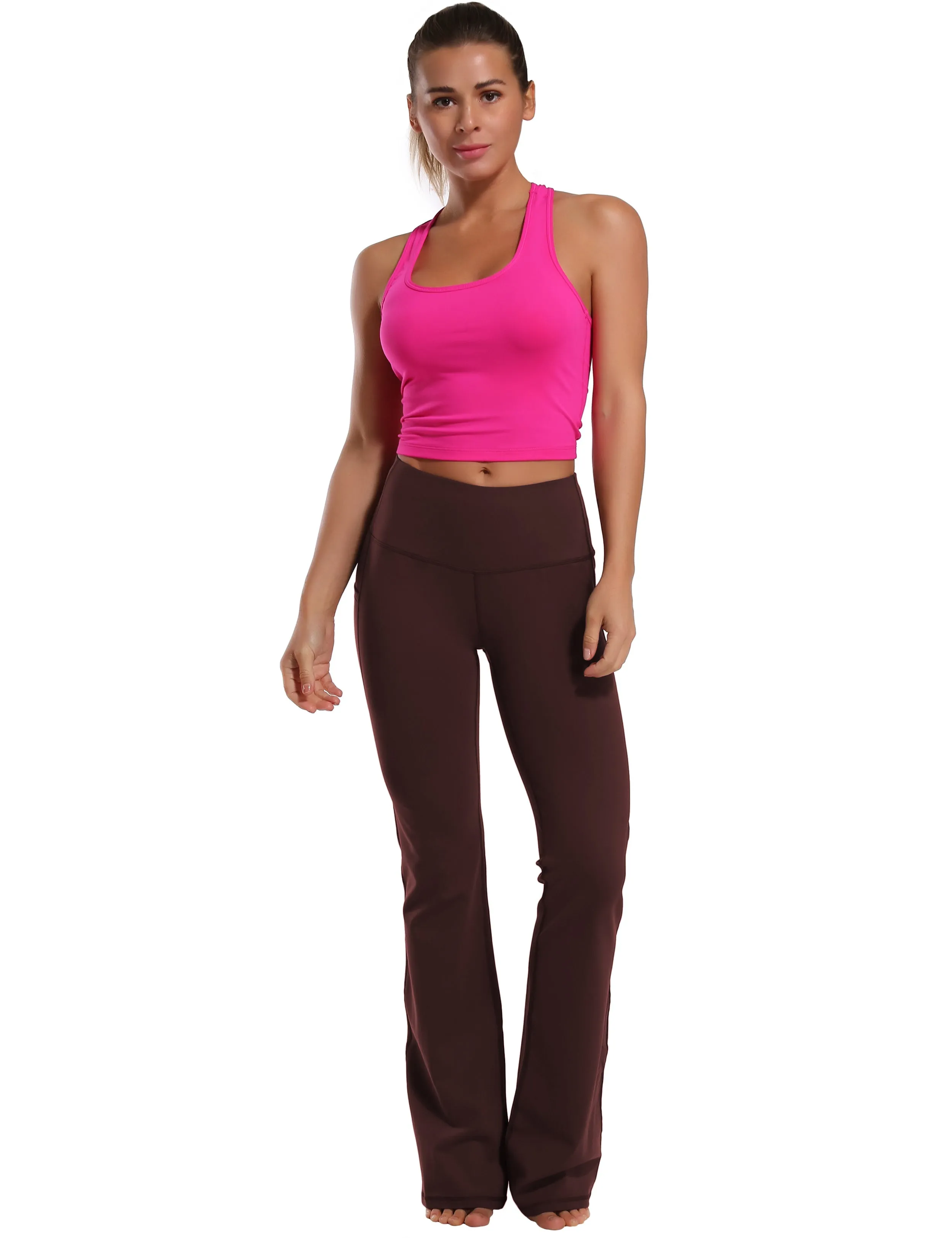 29" 31" 33" 35" 37"  Side Pockets Bootcut Leggings mahoganymaroon_Tall Size