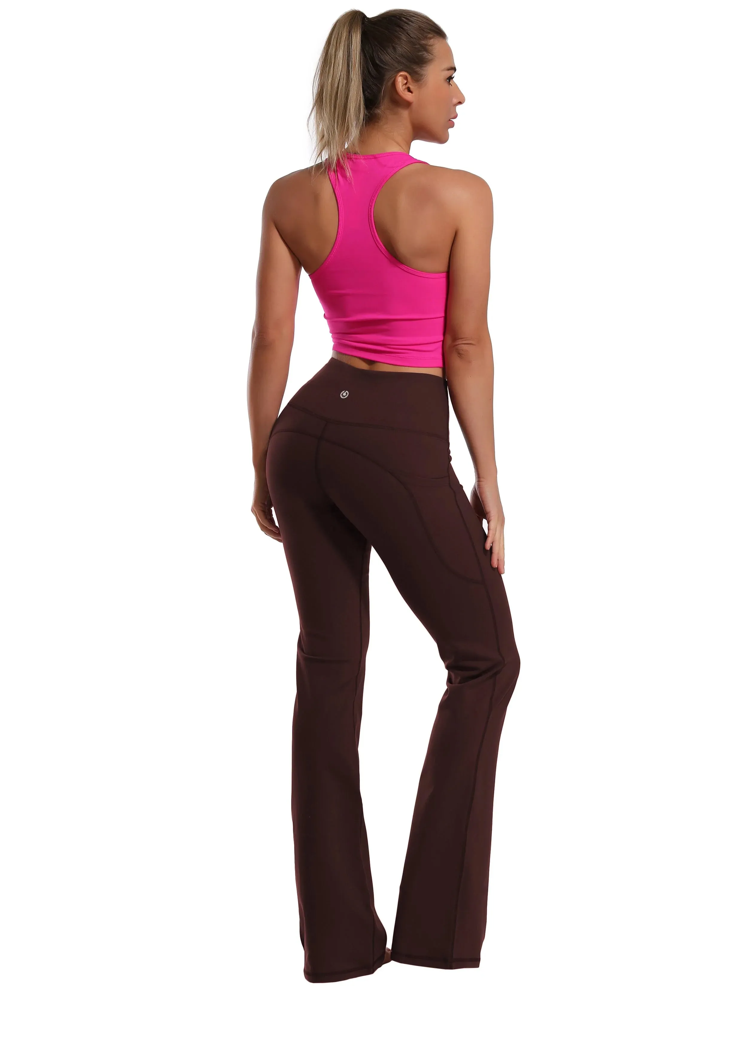 29" 31" 33" 35" 37"  Side Pockets Bootcut Leggings mahoganymaroon_yogastudio