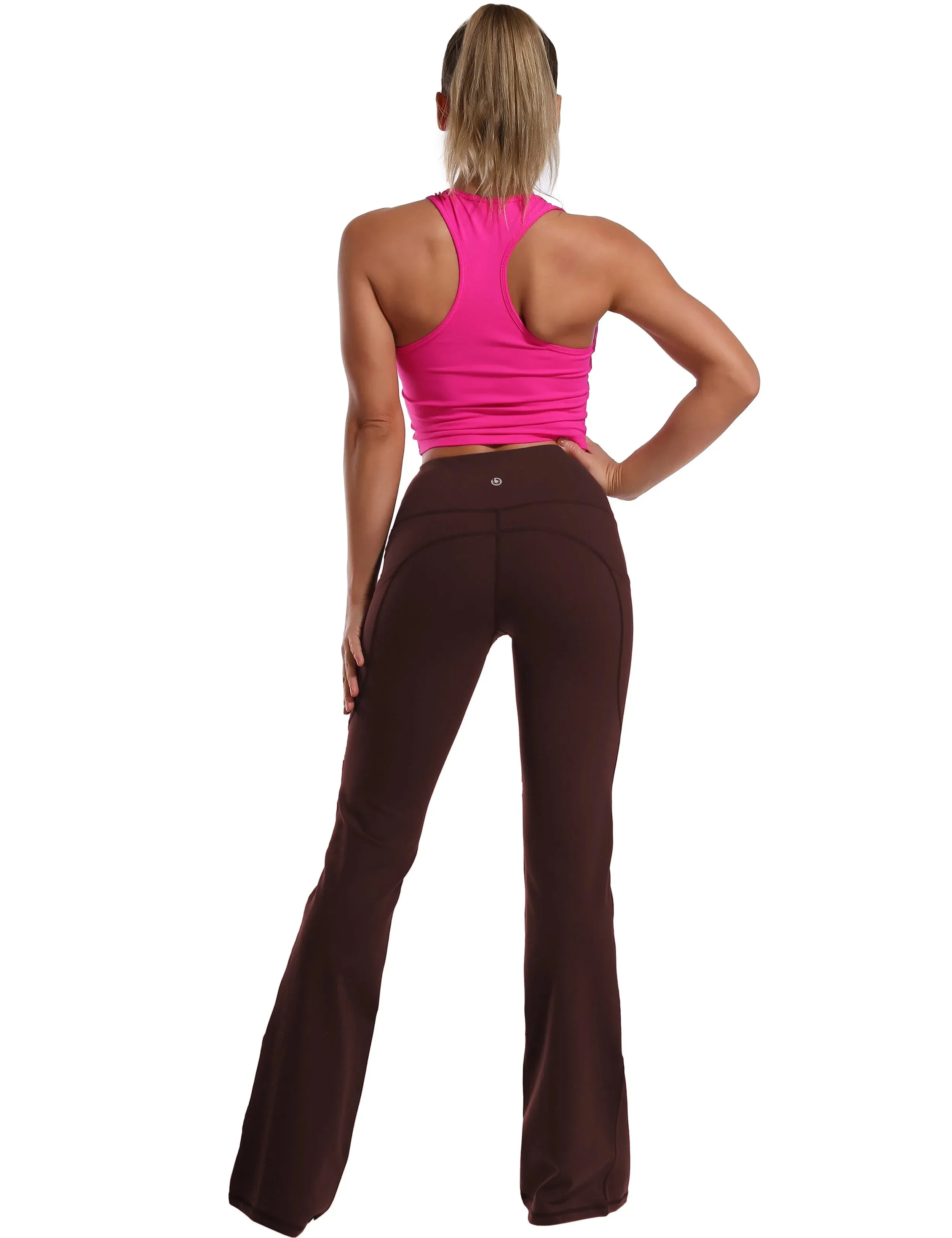 29" 31" 33" 35" 37"  Side Pockets Bootcut Leggings mahoganymaroon_yogastudio