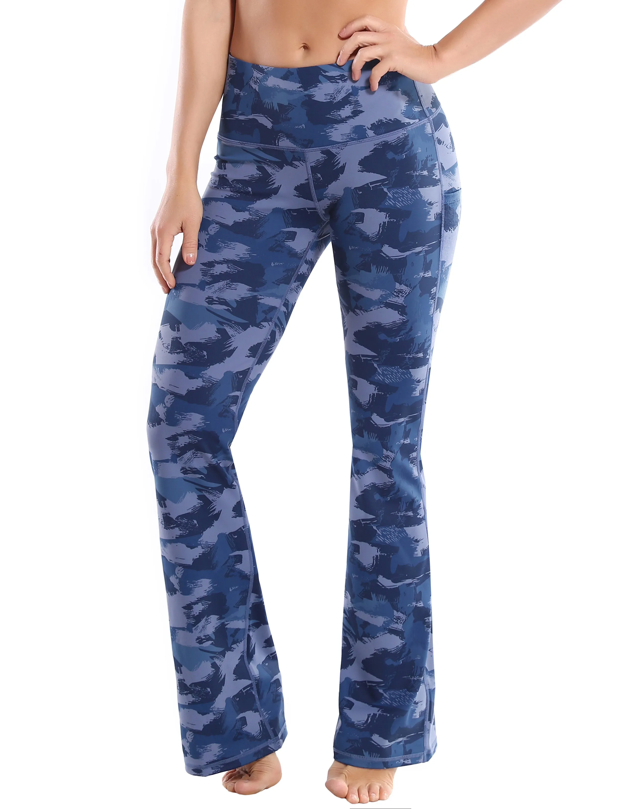 29" 31" 33" 35" 37"  Side Pockets Bootcut Leggings navy brushcamo_Golf