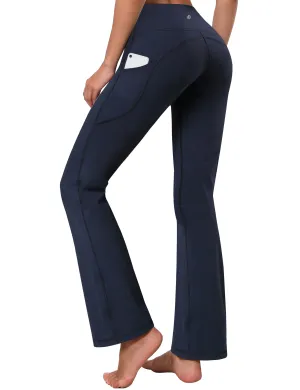 29" 31" 33" 35" 37"  Side Pockets Bootcut Leggings navyblue_Gym