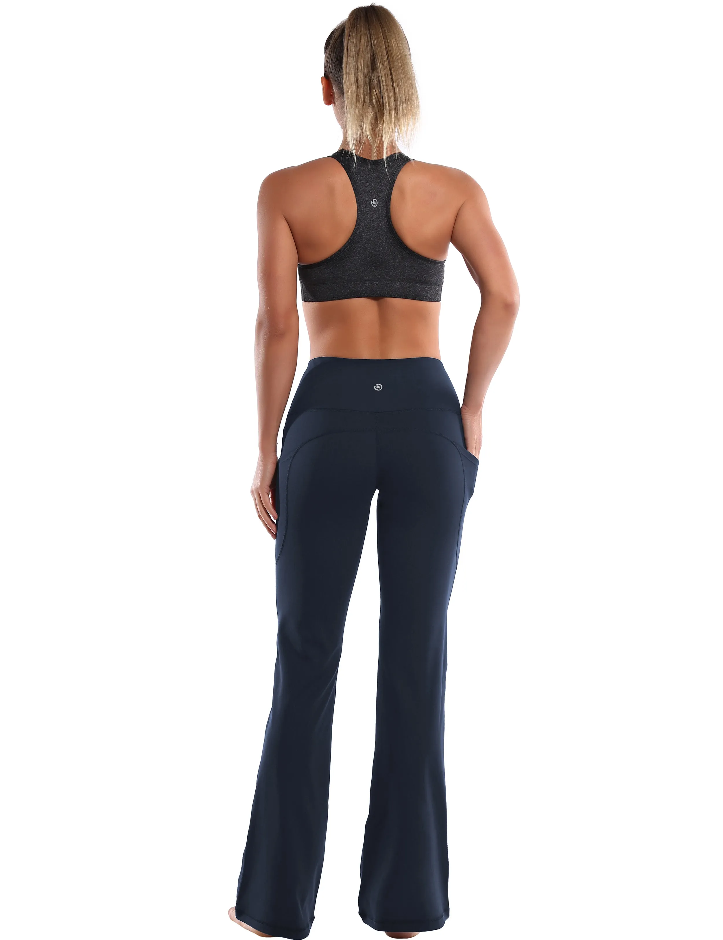 29" 31" 33" 35" 37"  Side Pockets Bootcut Leggings navyblue_Gym