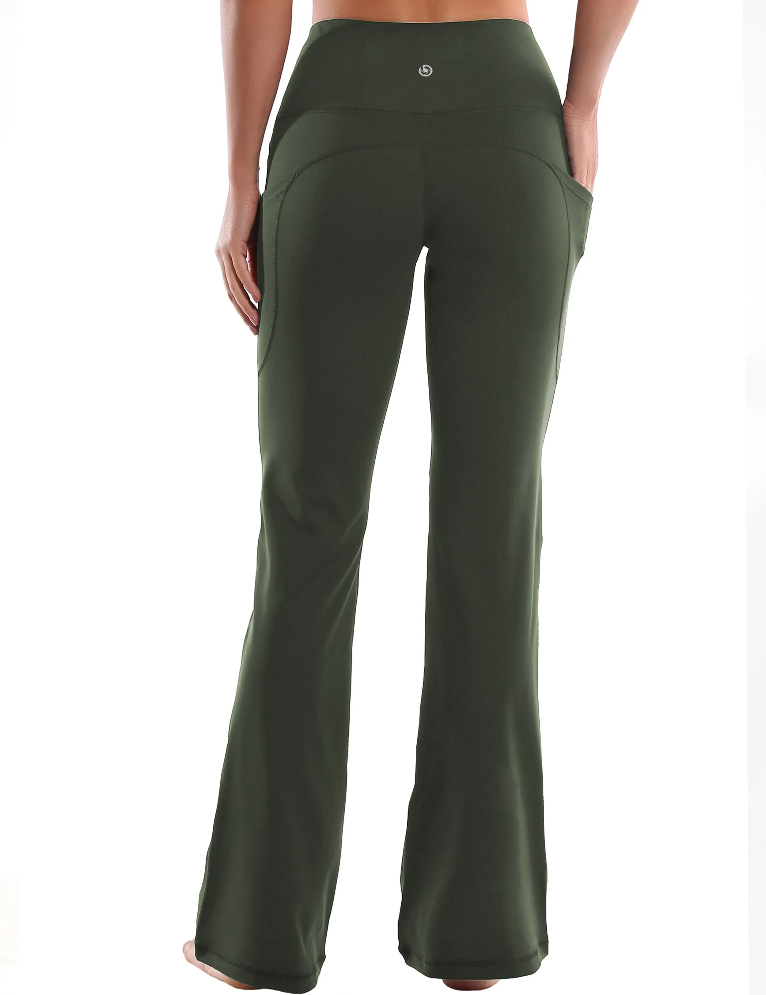 29" 31" 33" 35" 37"  Side Pockets Bootcut Leggings olivegreen_Jogging