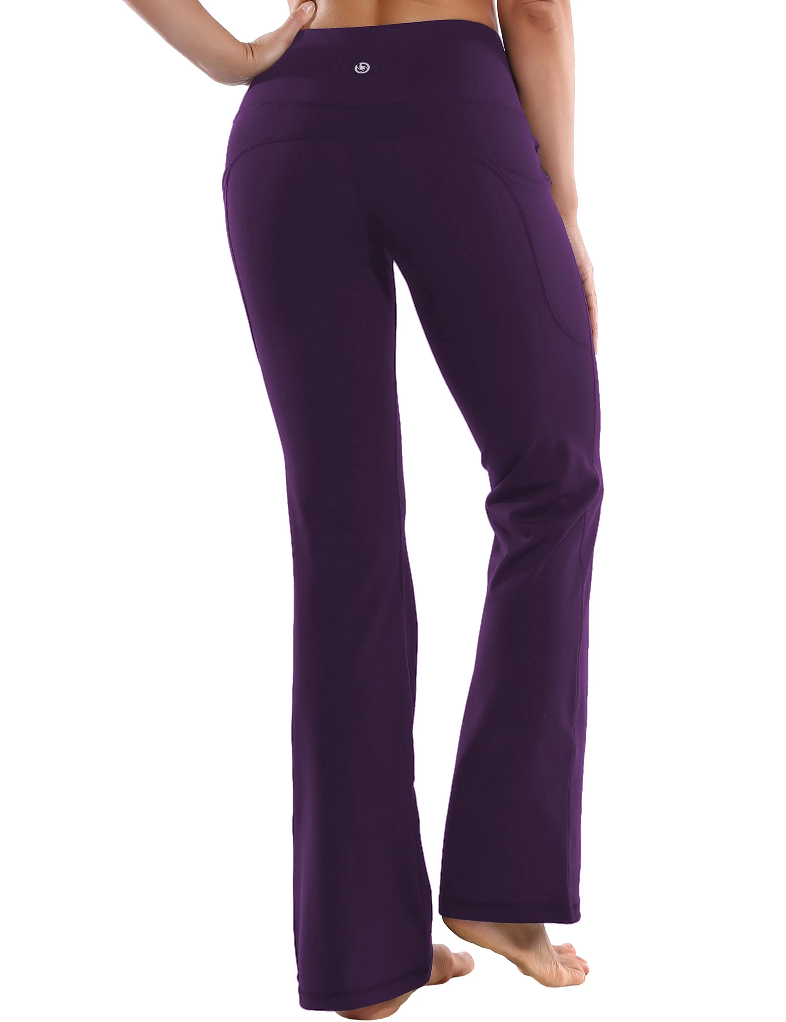 29" 31" 33" 35" 37"  Side Pockets Bootcut Leggings pansypurple_Gym