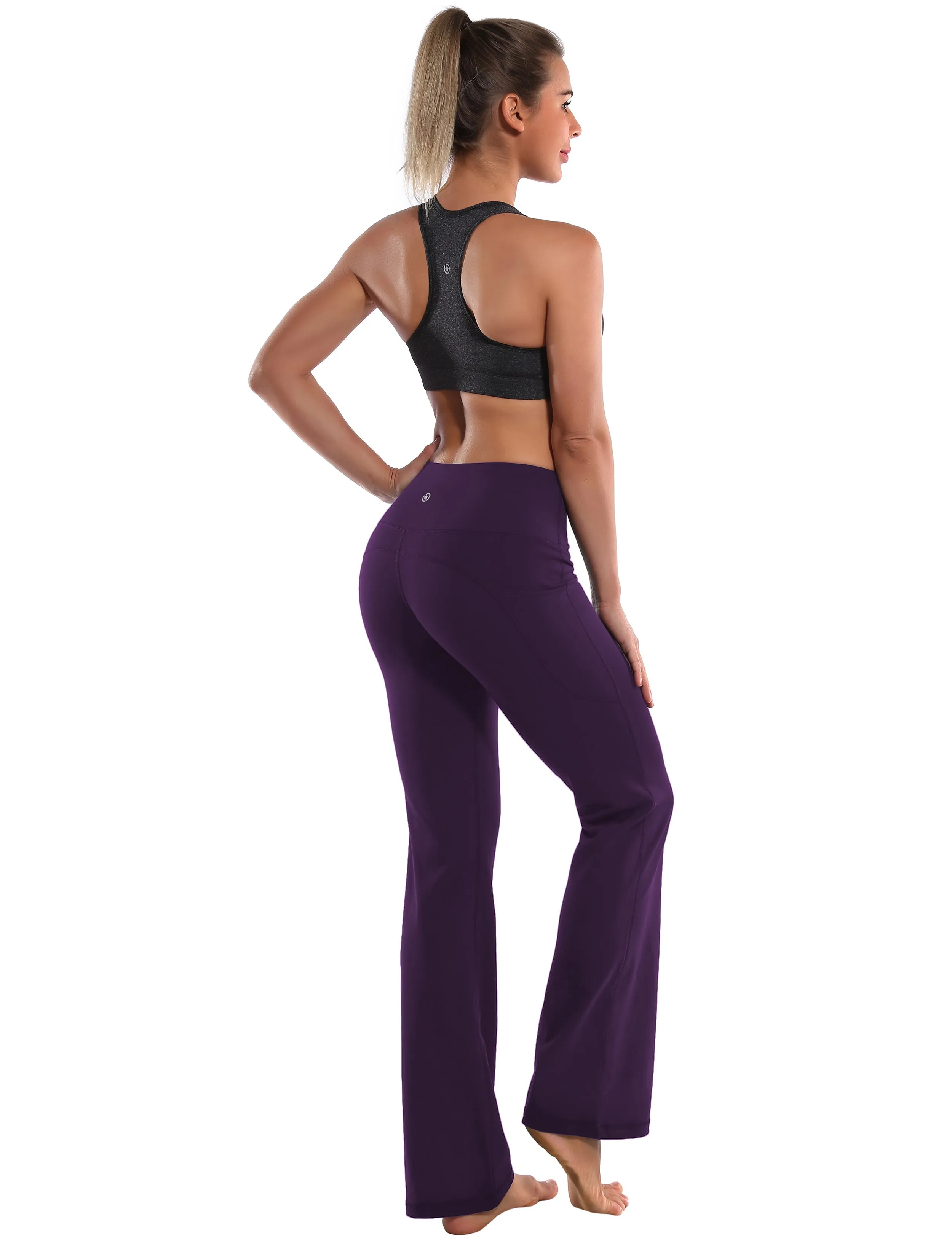 29" 31" 33" 35" 37"  Side Pockets Bootcut Leggings pansypurple_Gym
