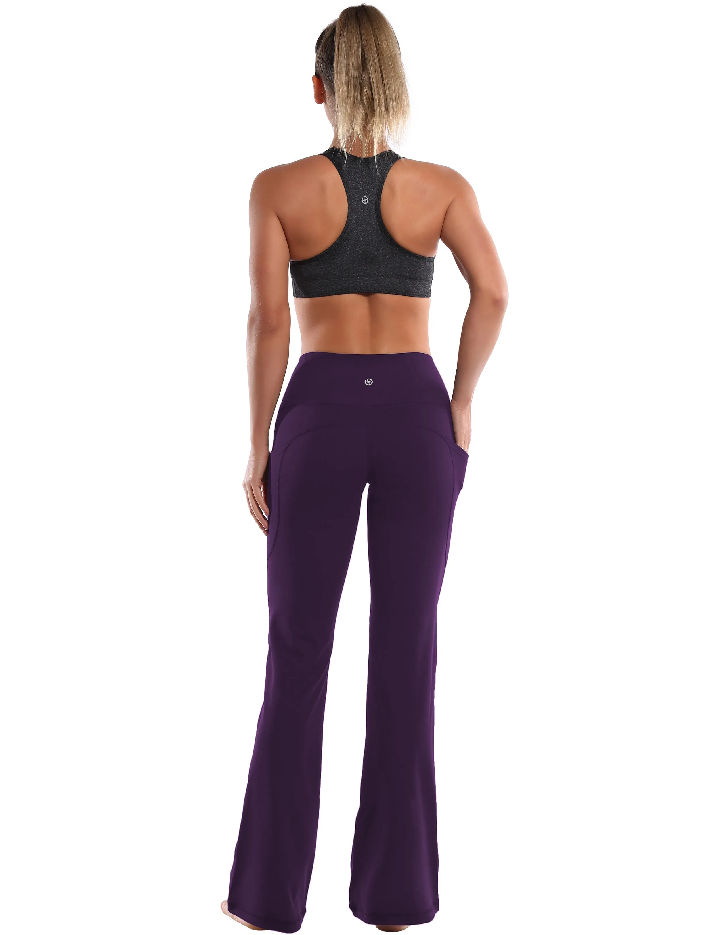 29" 31" 33" 35" 37"  Side Pockets Bootcut Leggings pansypurple_Gym