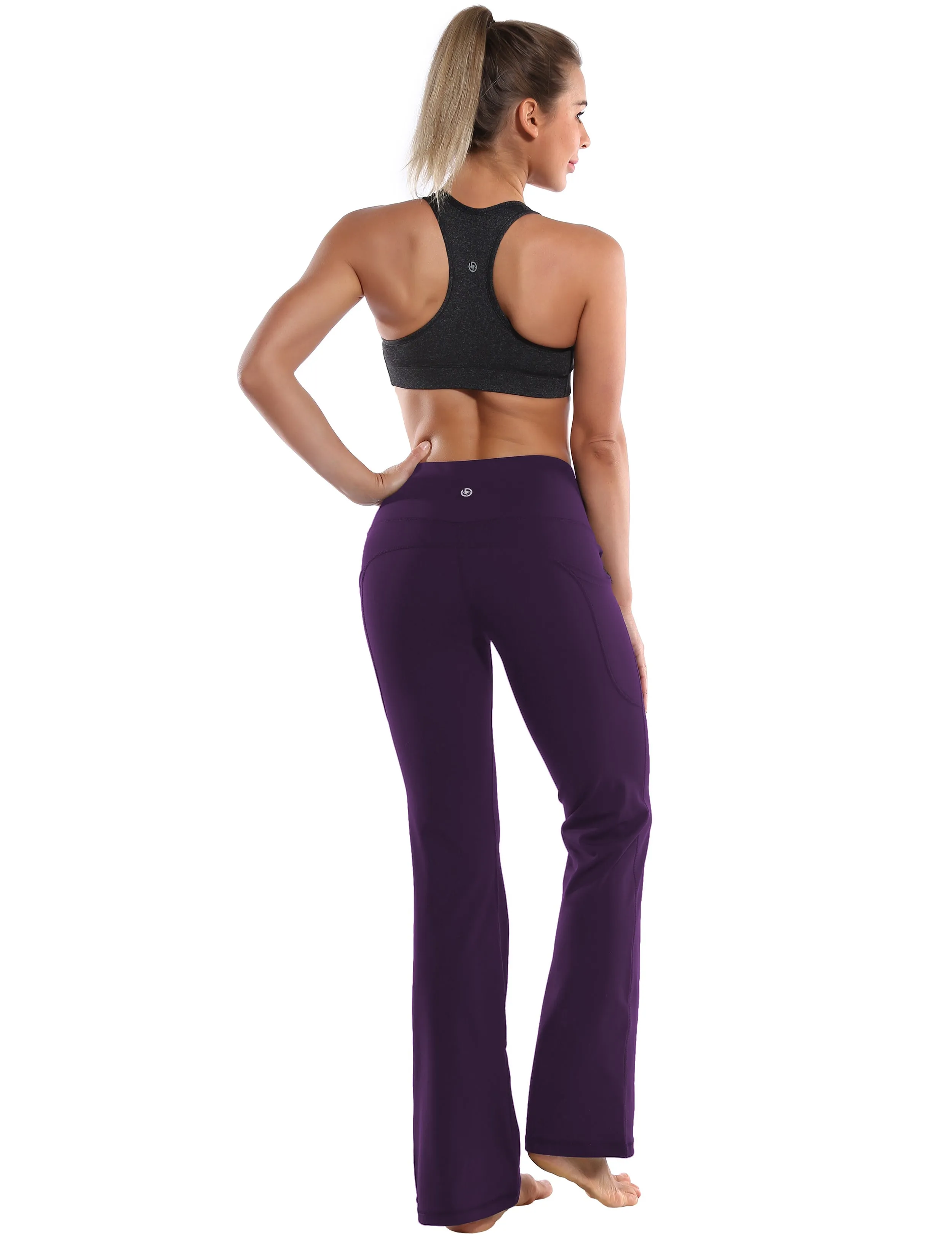 29" 31" 33" 35" 37"  Side Pockets Bootcut Leggings pansypurple_Gym