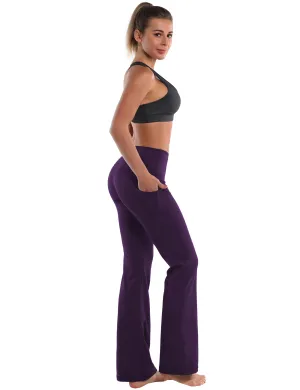 29" 31" 33" 35" 37"  Side Pockets Bootcut Leggings pansypurple_Gym