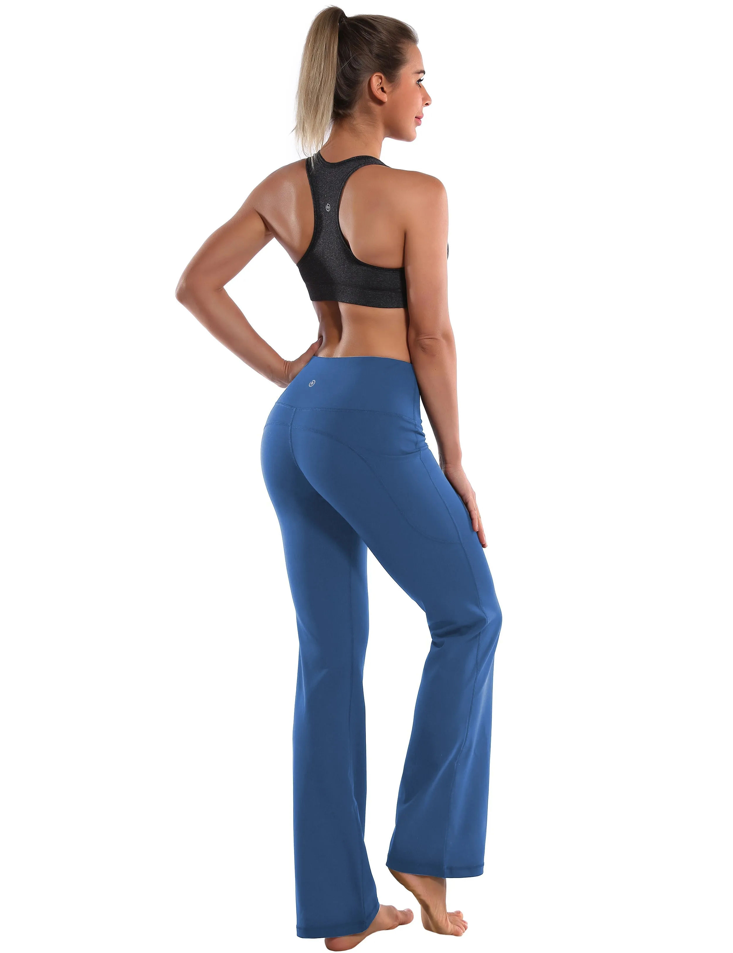 29" 31" 33" 35" 37"  Side Pockets Bootcut Leggings purplishblue_Gym