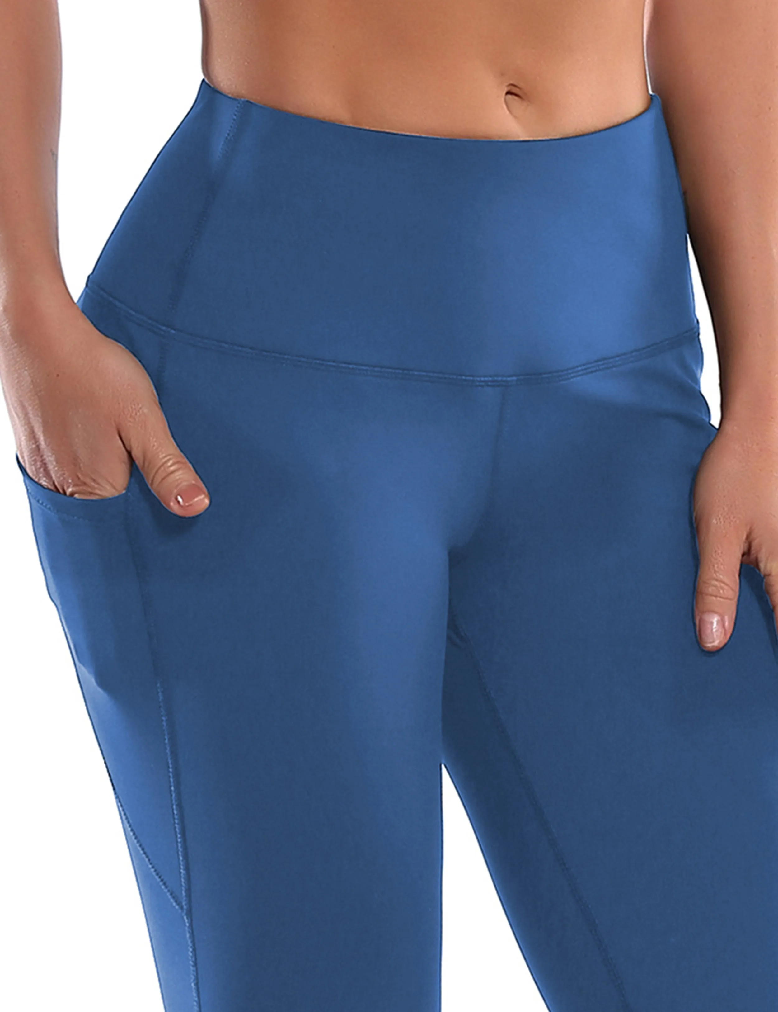 29" 31" 33" 35" 37"  Side Pockets Bootcut Leggings purplishblue_Gym