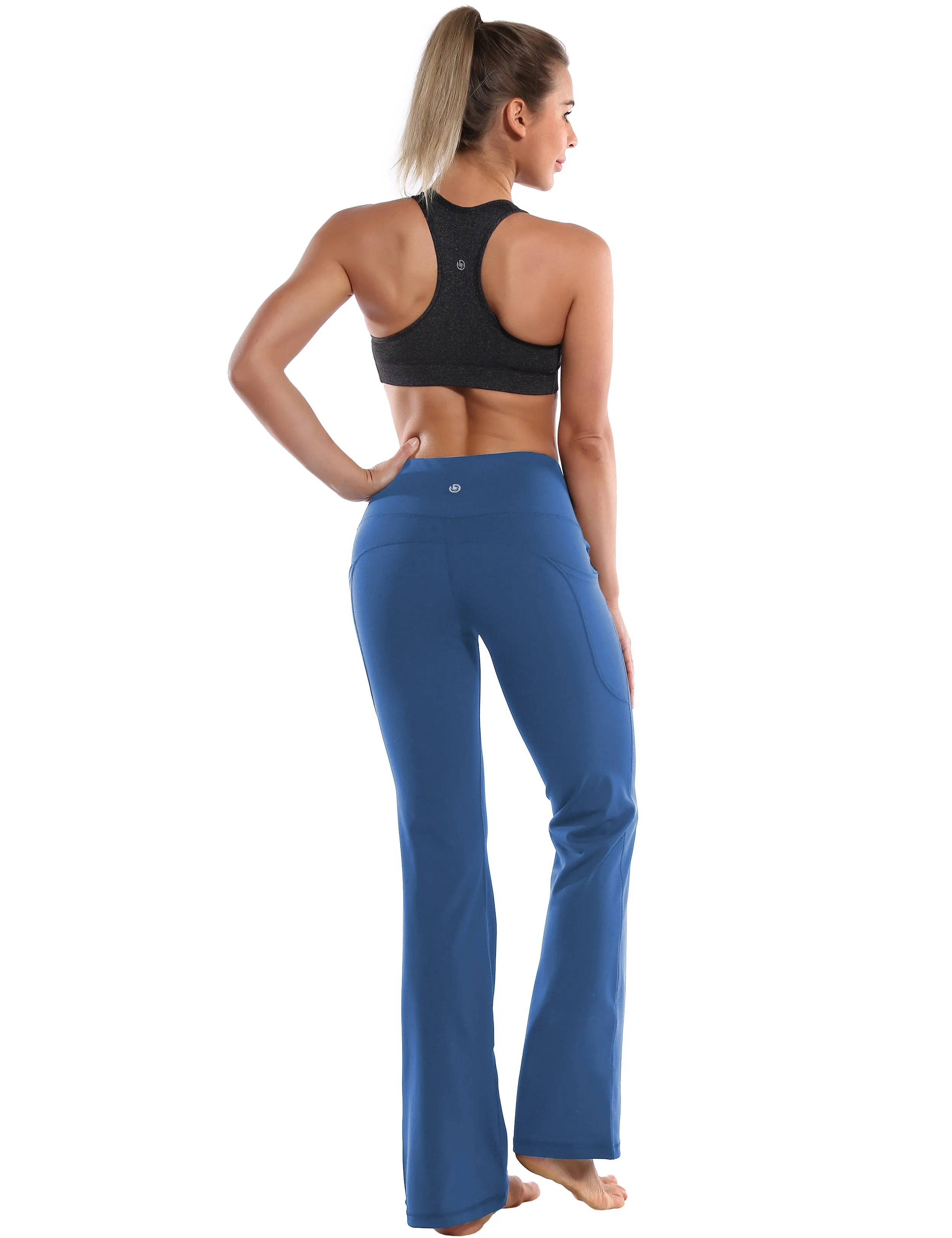 29" 31" 33" 35" 37"  Side Pockets Bootcut Leggings purplishblue_Gym