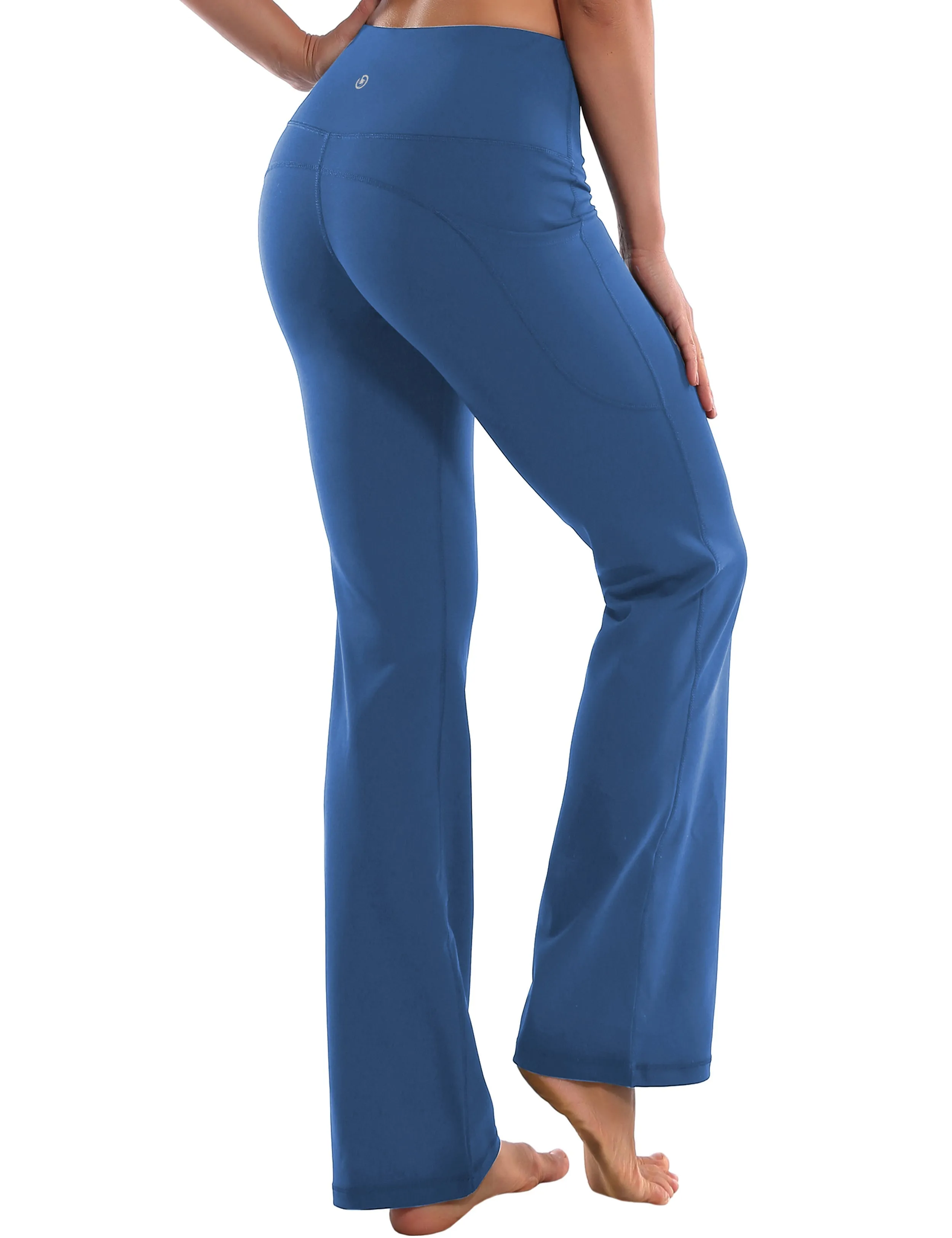 29" 31" 33" 35" 37"  Side Pockets Bootcut Leggings purplishblue_Gym