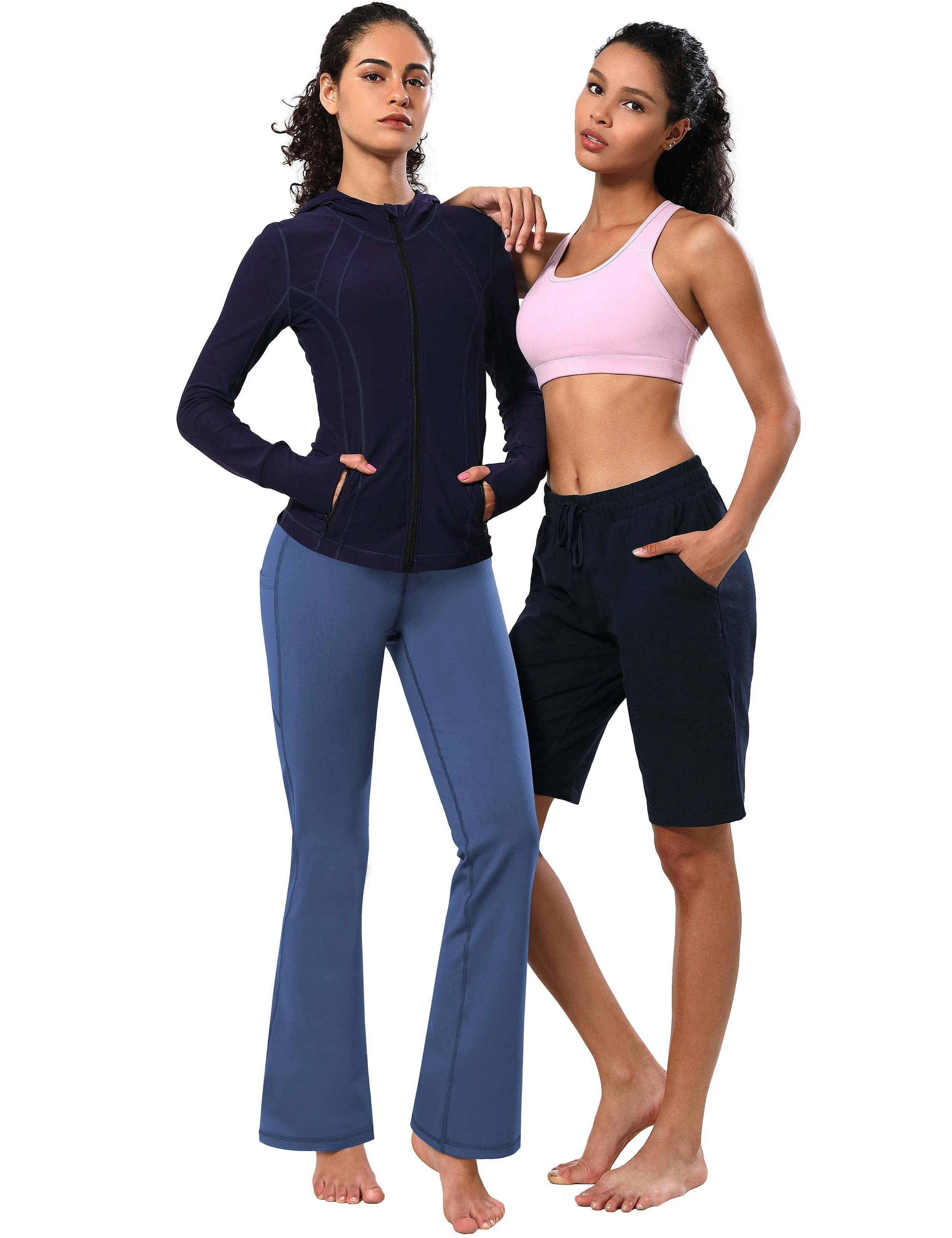 29" 31" 33" 35" 37"  Side Pockets Bootcut Leggings purplishblue_Plus Size