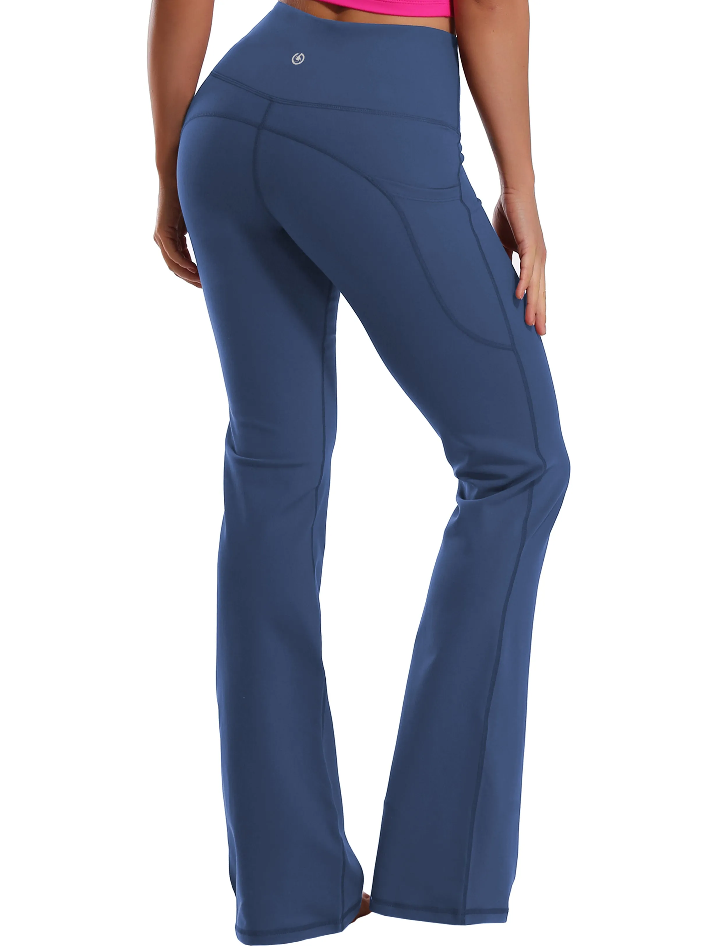 29" 31" 33" 35" 37"  Side Pockets Bootcut Leggings purplishblue_Plus Size