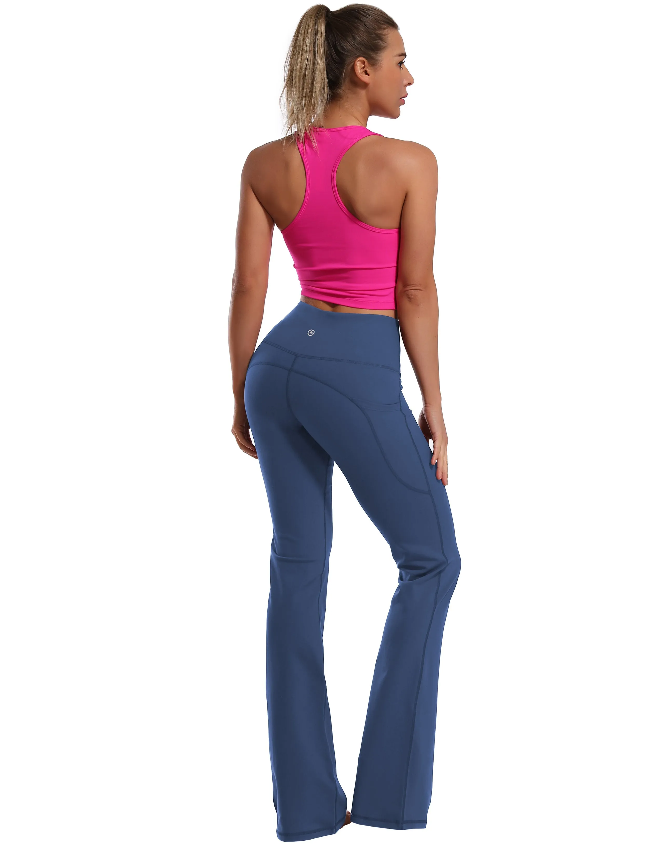 29" 31" 33" 35" 37"  Side Pockets Bootcut Leggings purplishblue_Plus Size