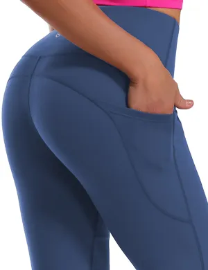 29" 31" 33" 35" 37"  Side Pockets Bootcut Leggings purplishblue_Plus Size