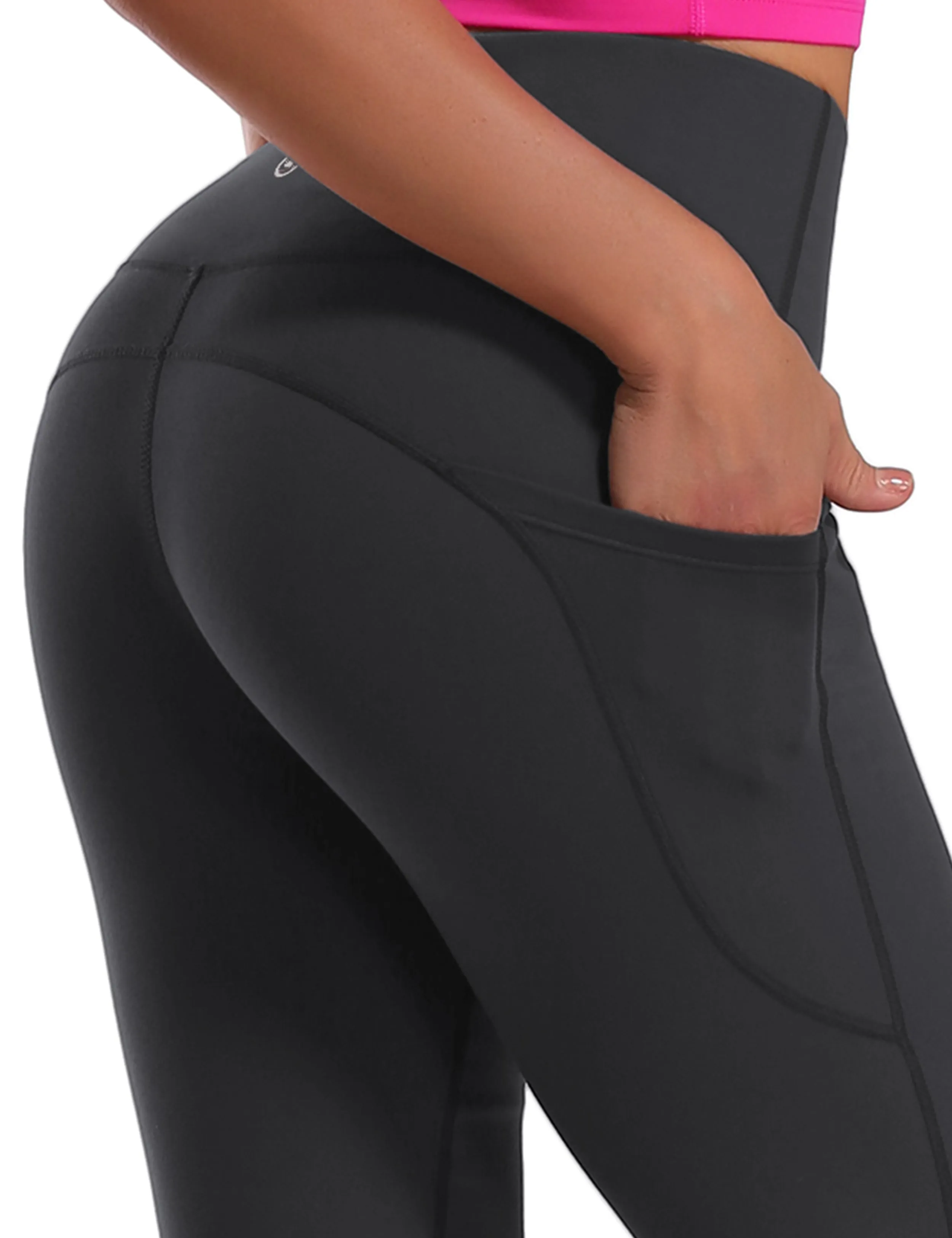 29" 31" 33" 35" 37"  Side Pockets Bootcut Leggings shadowcharcoal_Gym