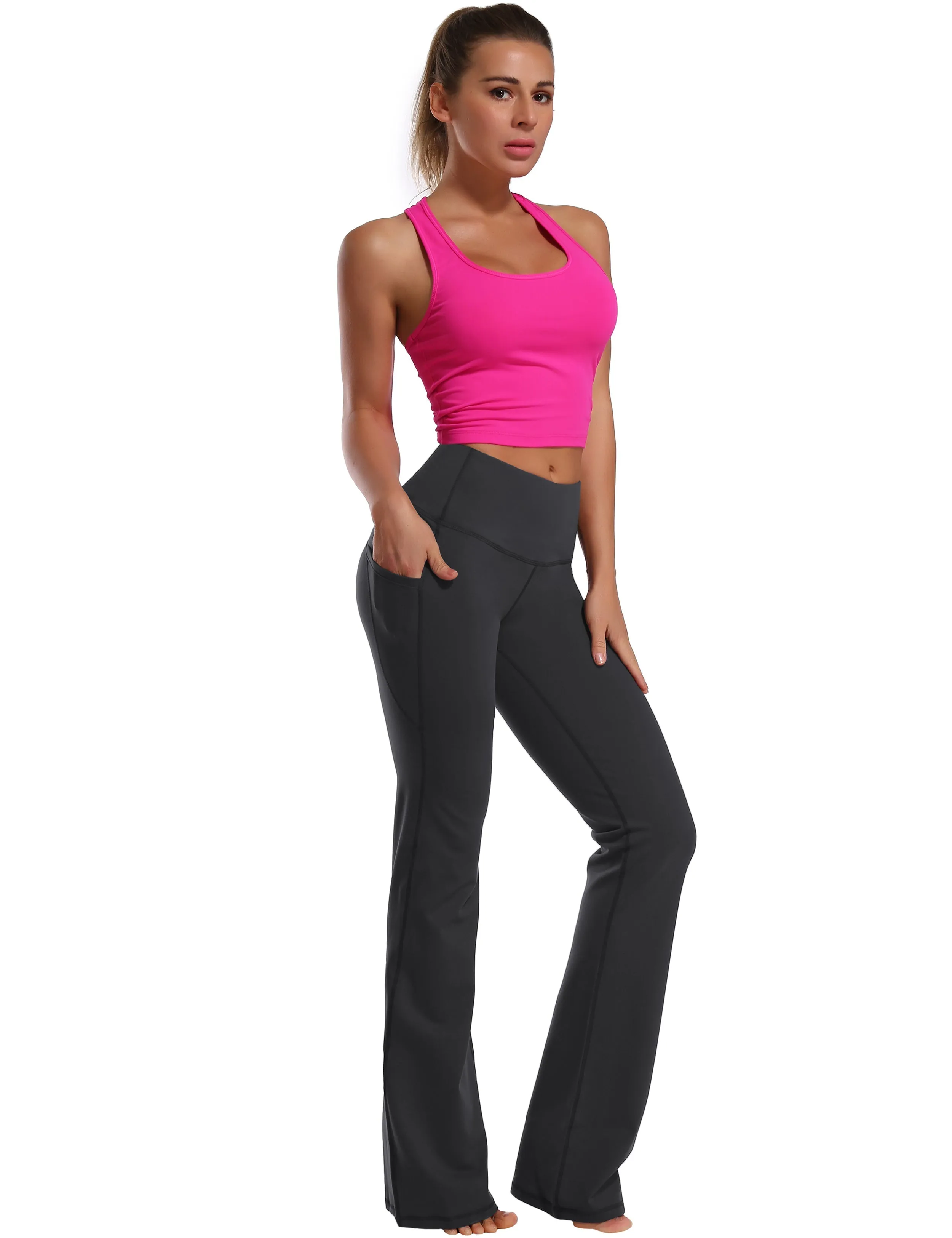 29" 31" 33" 35" 37"  Side Pockets Bootcut Leggings shadowcharcoal_Tall Size