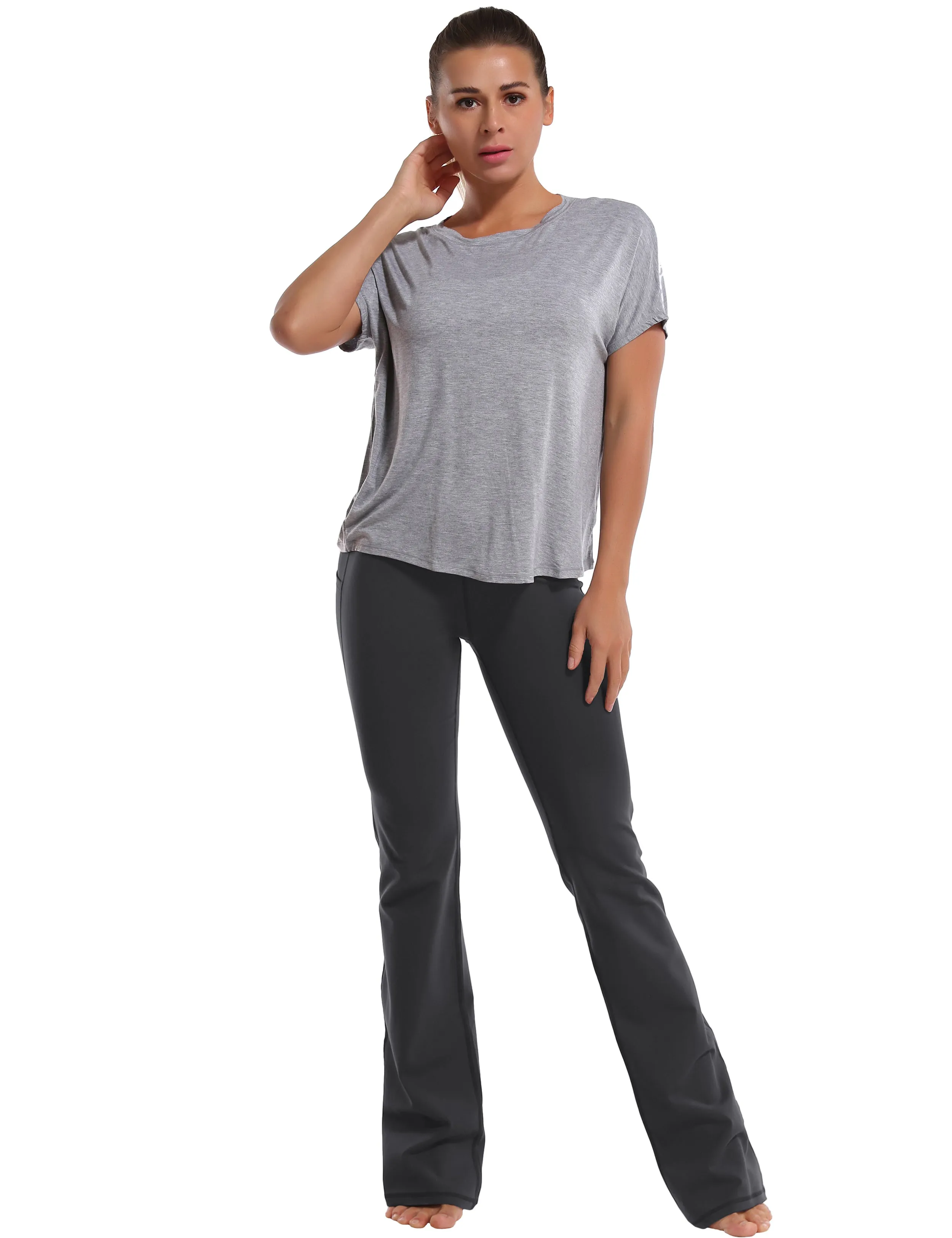 29" 31" 33" 35" 37"  Side Pockets Bootcut Leggings shadowcharcoal_Tall Size