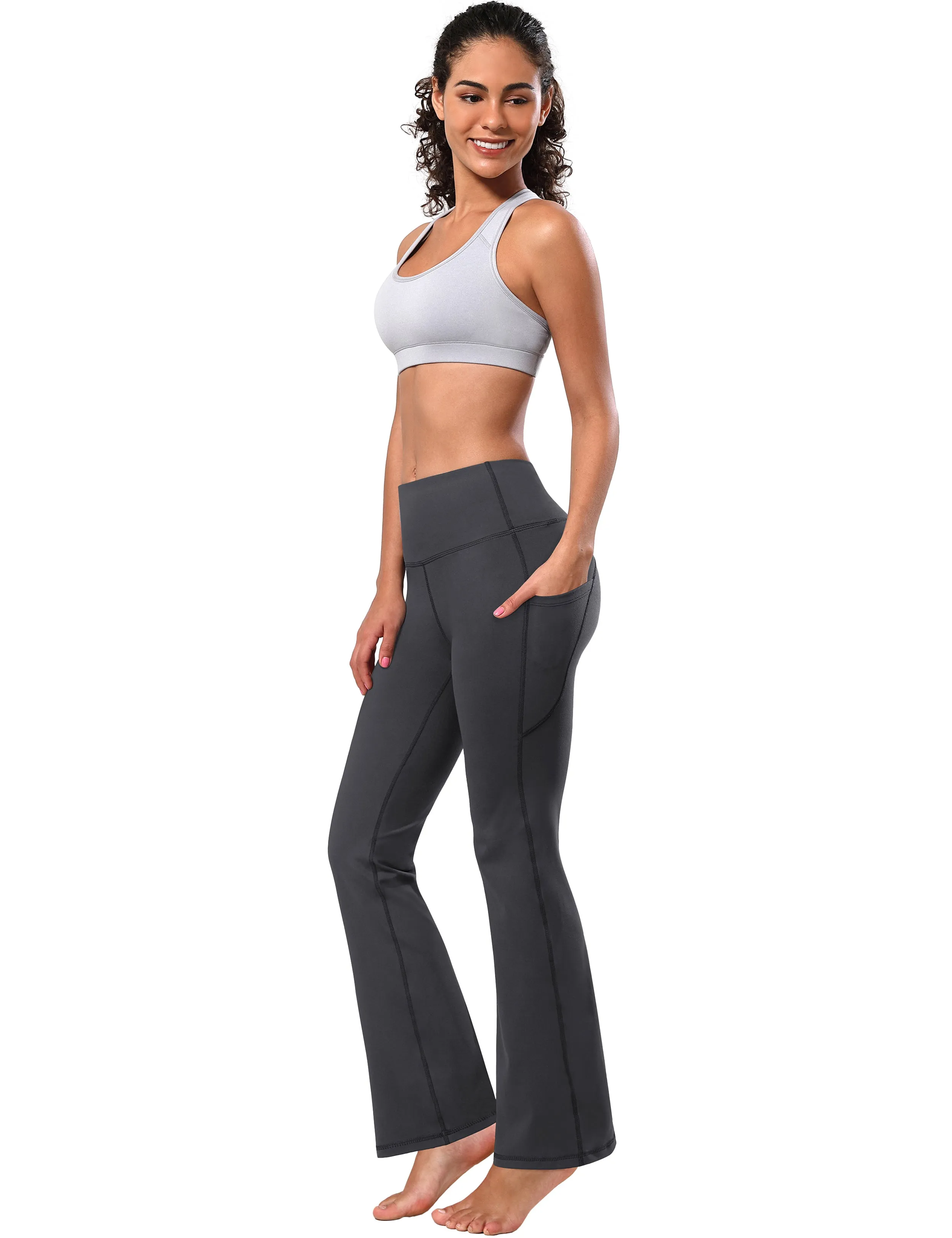 29" 31" 33" 35" 37"  Side Pockets Bootcut Leggings shadowcharcoal_Tall Size