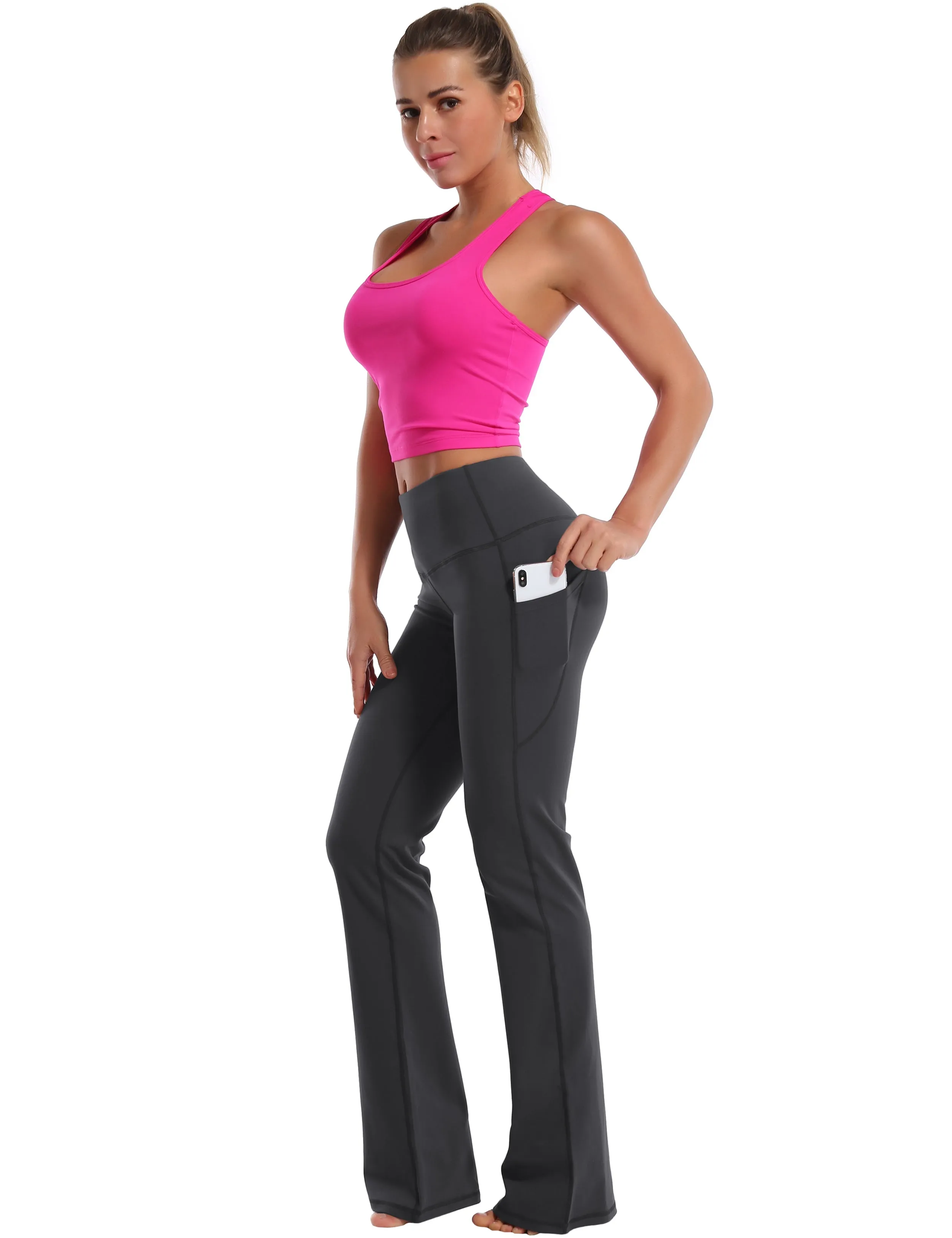 29" 31" 33" 35" 37"  Side Pockets Bootcut Leggings shadowcharcoal_Tall Size