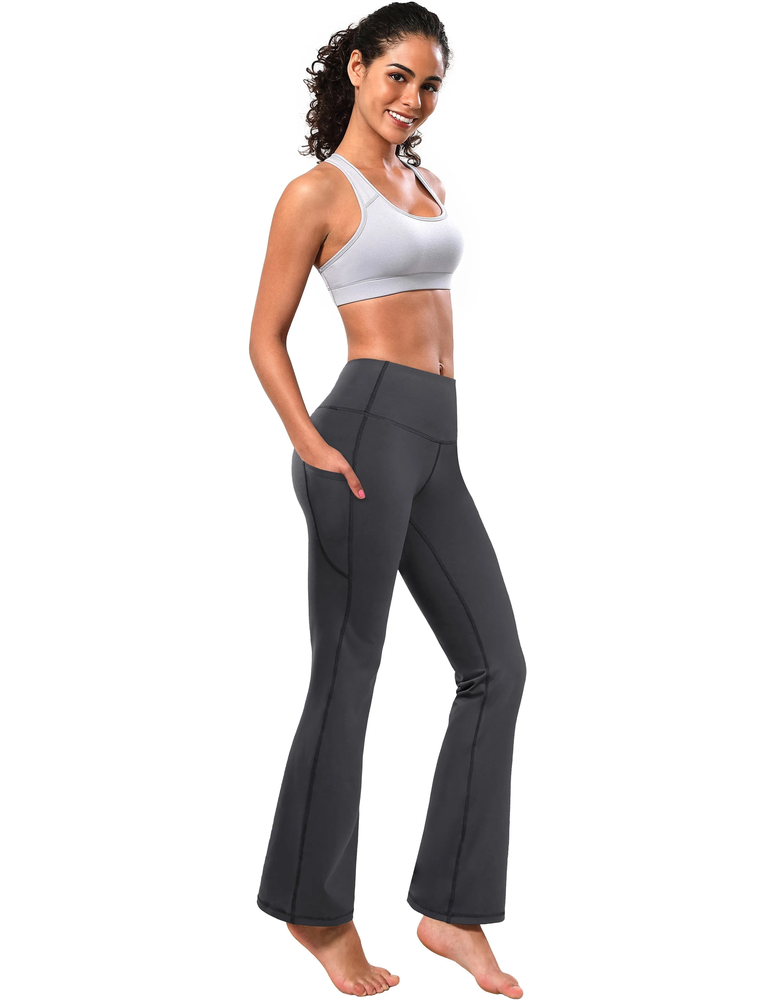 29" 31" 33" 35" 37"  Side Pockets Bootcut Leggings shadowcharcoal_Tall Size