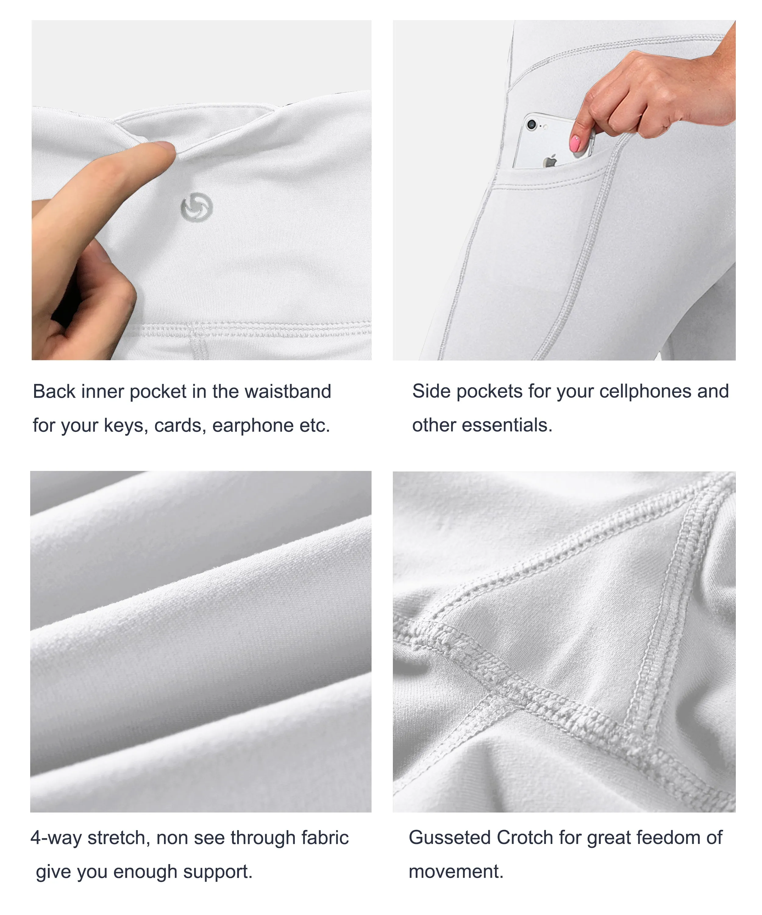 29" 31" 33" 35" 37"  Side Pockets Bootcut Leggings white_Golf
