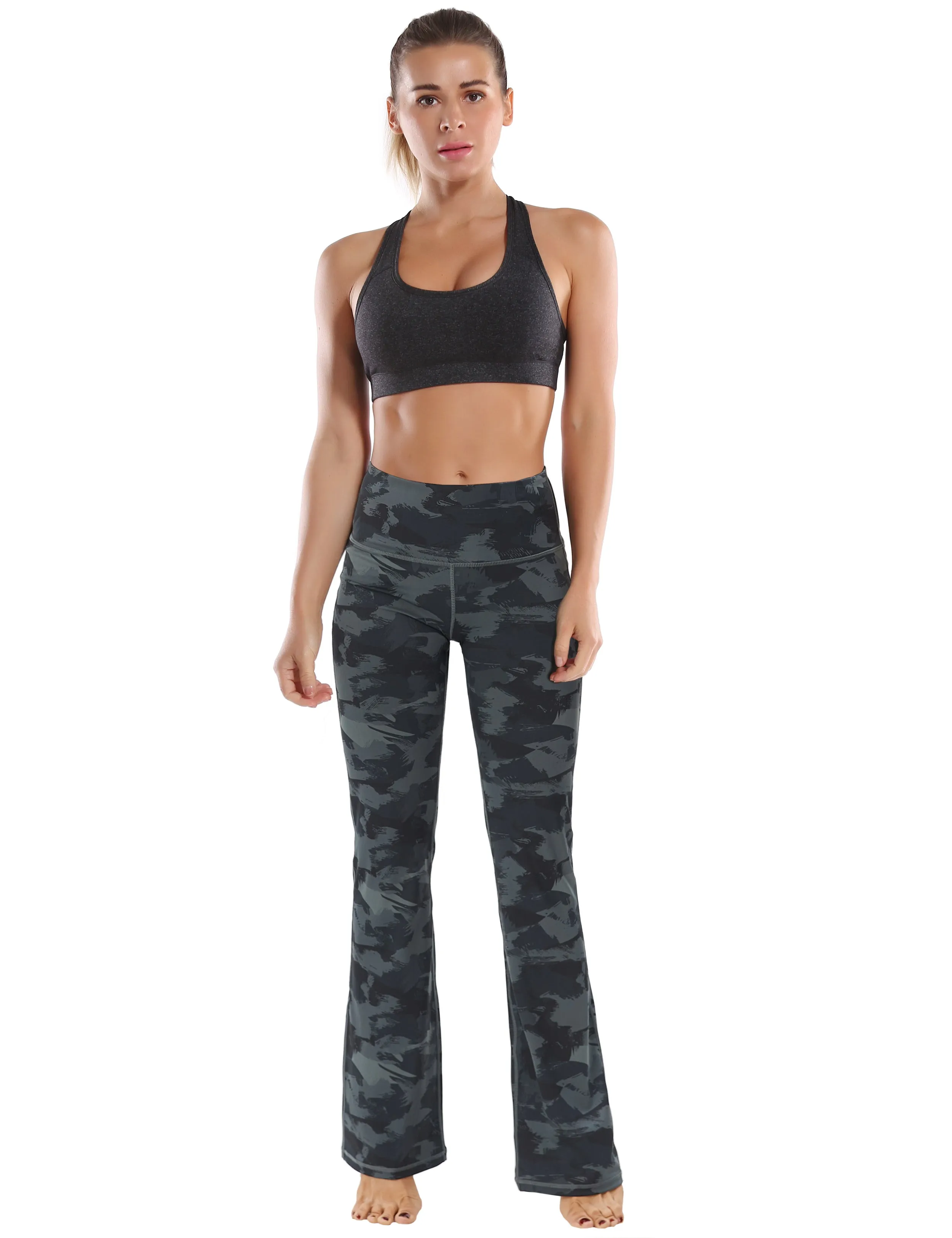 29" 31" 33" 35" 37"  Side Pockets Printed Bootcut Leggings dimgray brushcamo_Golf