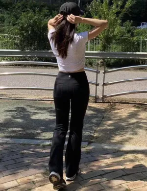 29" 31" 33" 35" Bootcut Leggings with Pockets black ins_Gym