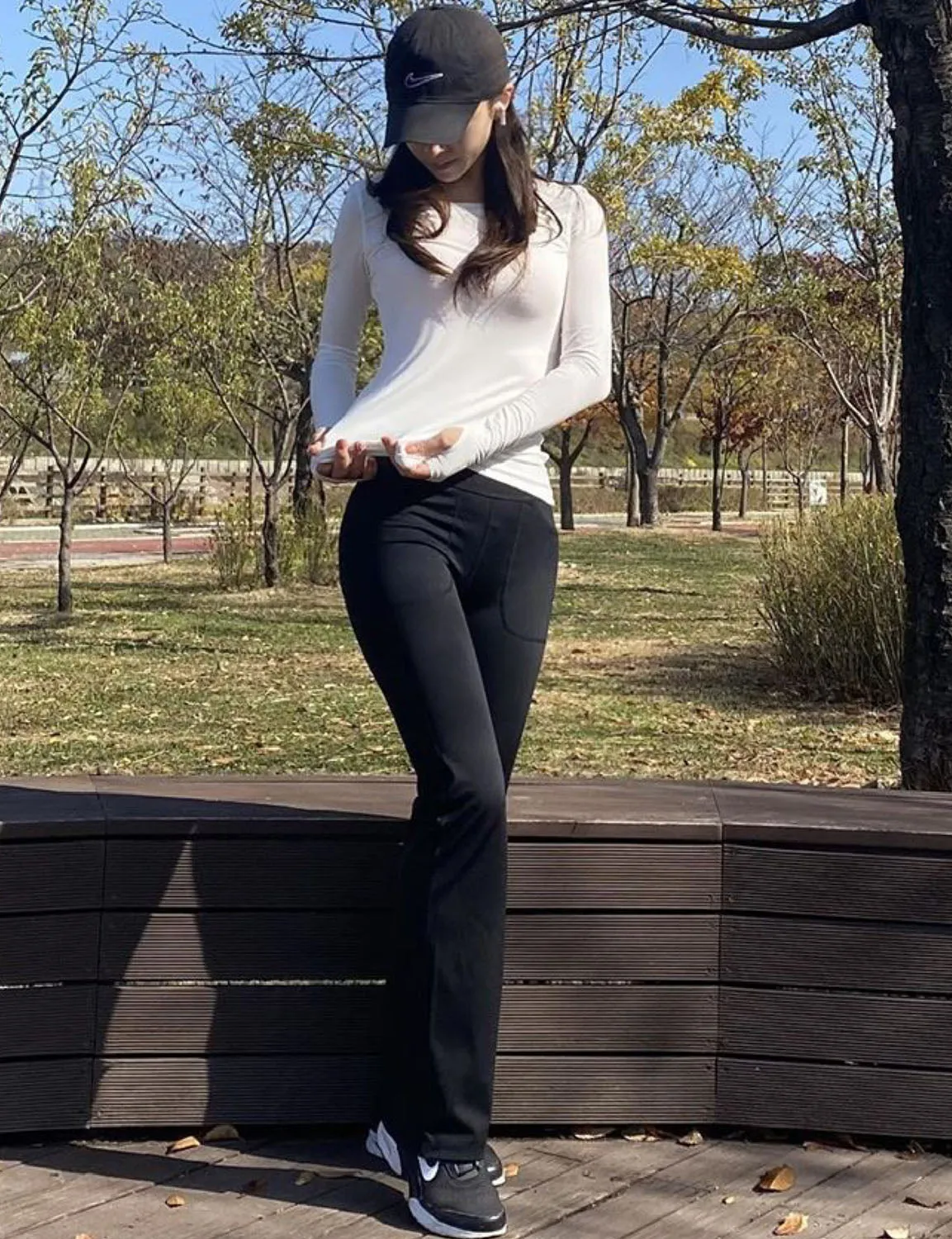 29" 31" 33" 35" Bootcut Leggings with Pockets black ins_Tall Size