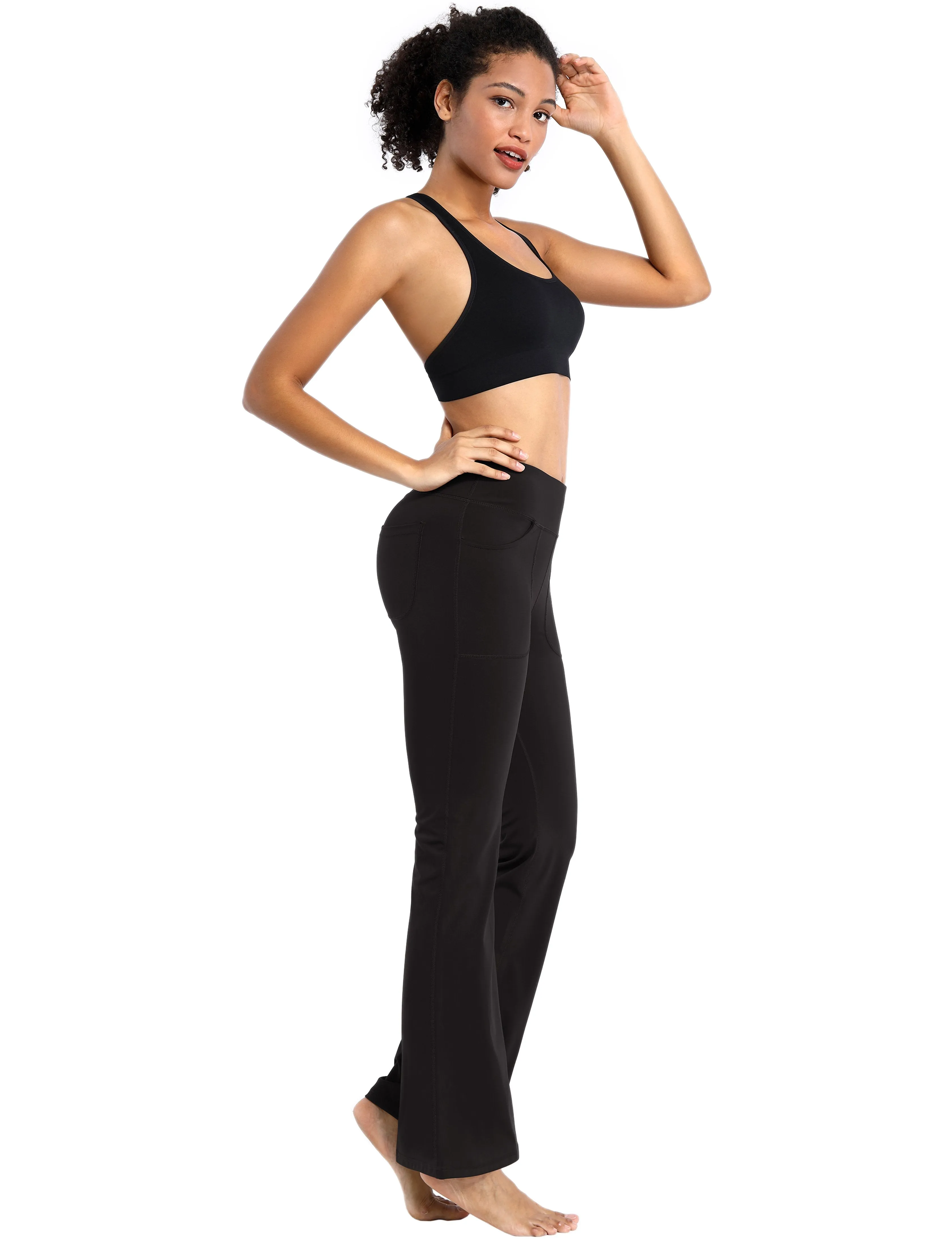 29" 31" 33" 35" Bootcut Leggings with Pockets black ins_Tall Size