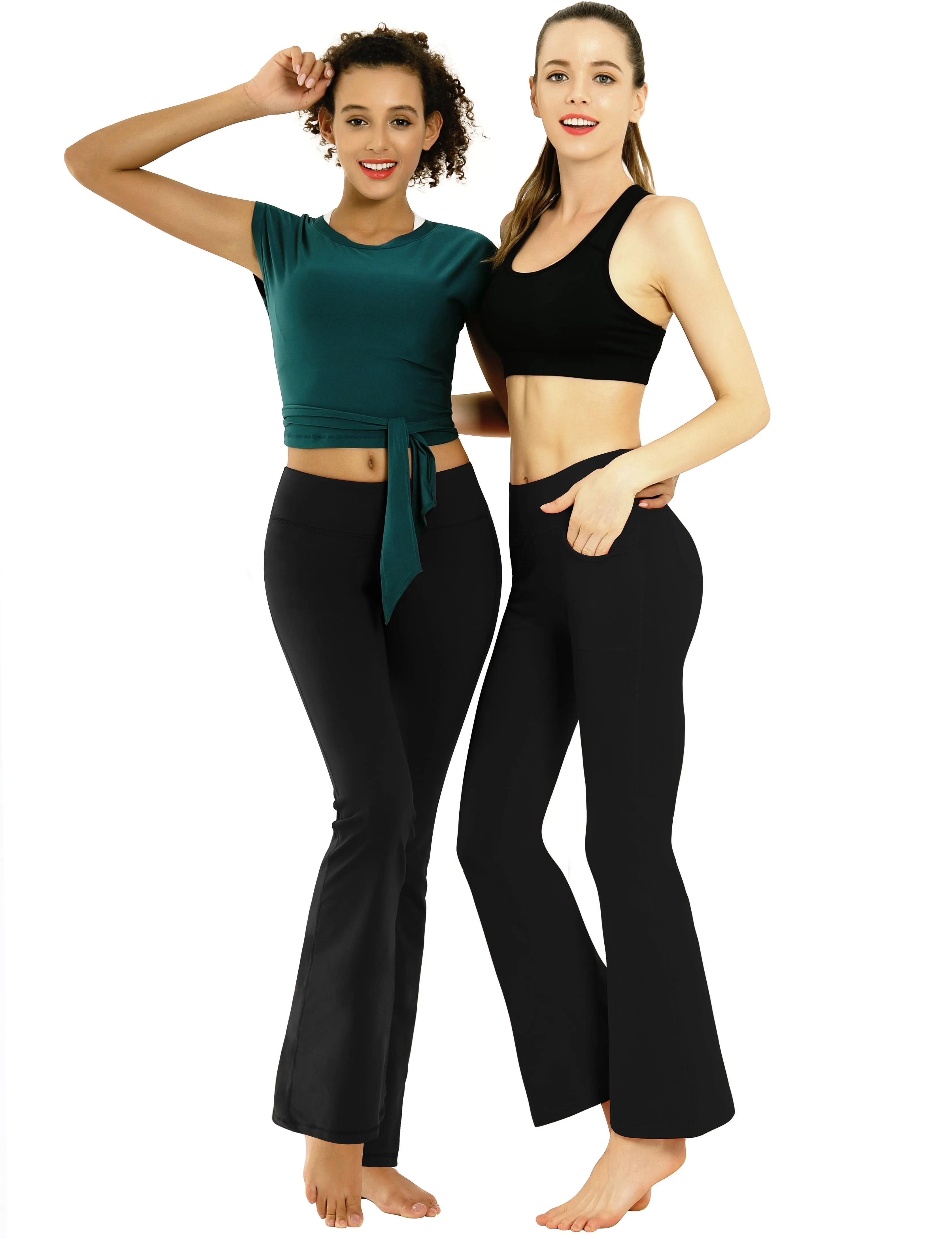 29" 31" 33" 35" Bootcut Leggings with Pockets black ins_Tall Size