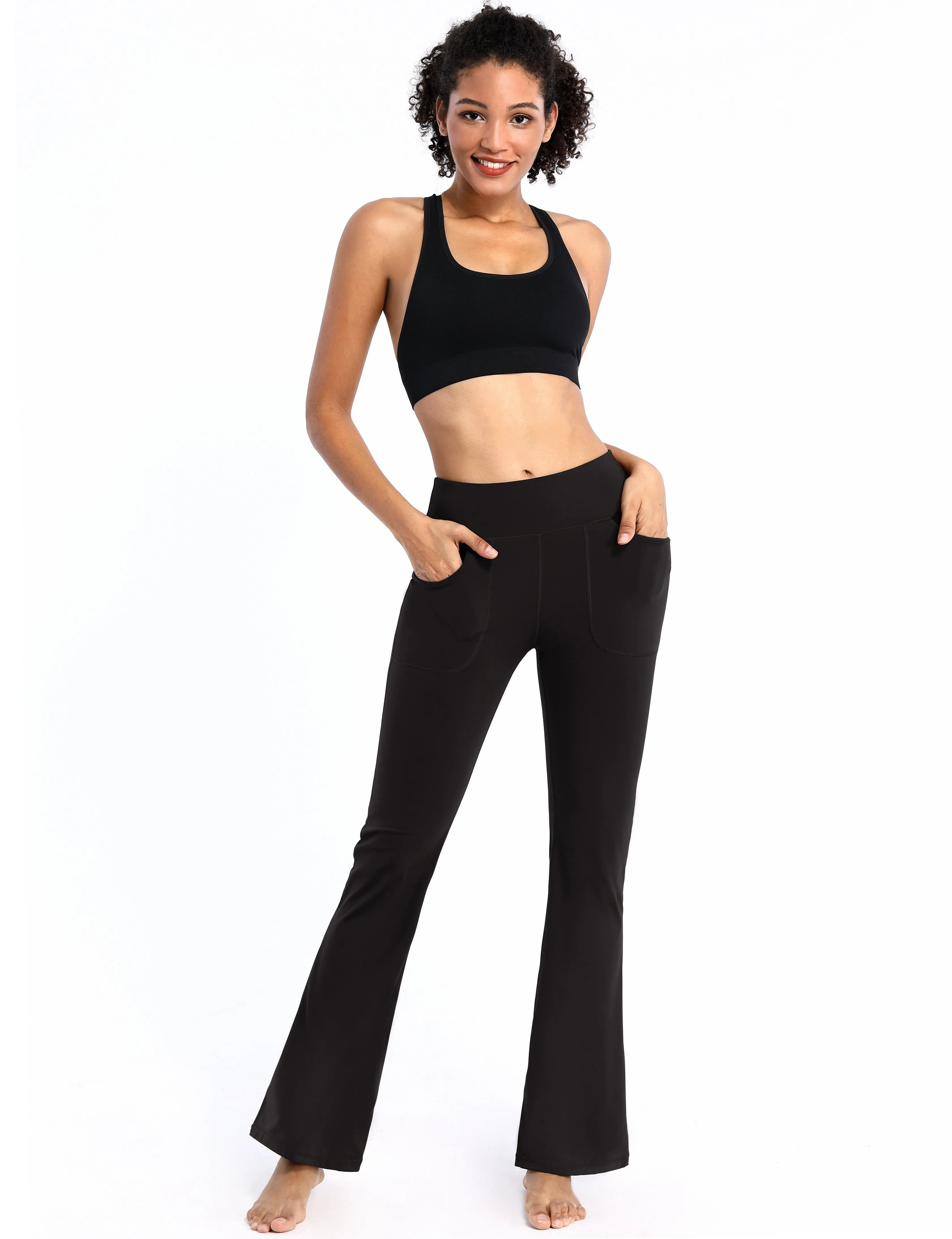 29" 31" 33" 35" Bootcut Leggings with Pockets black ins_Tall Size