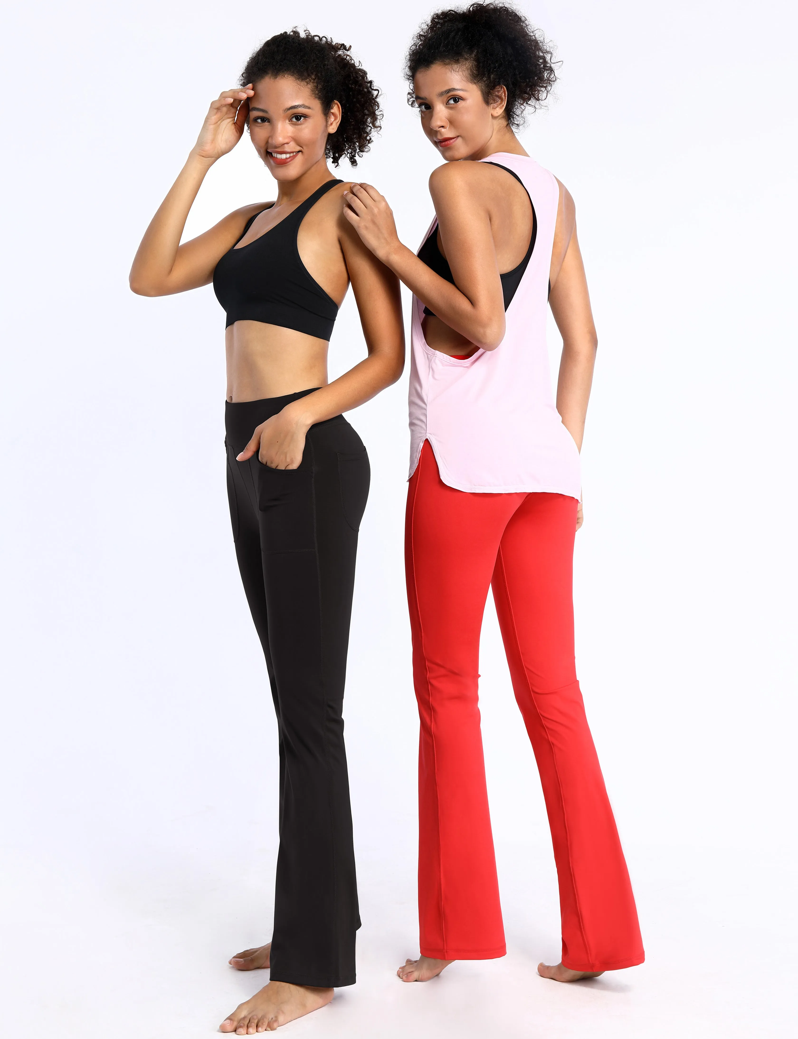 29" 31" 33" 35" Bootcut Leggings with Pockets black ins_Tall Size