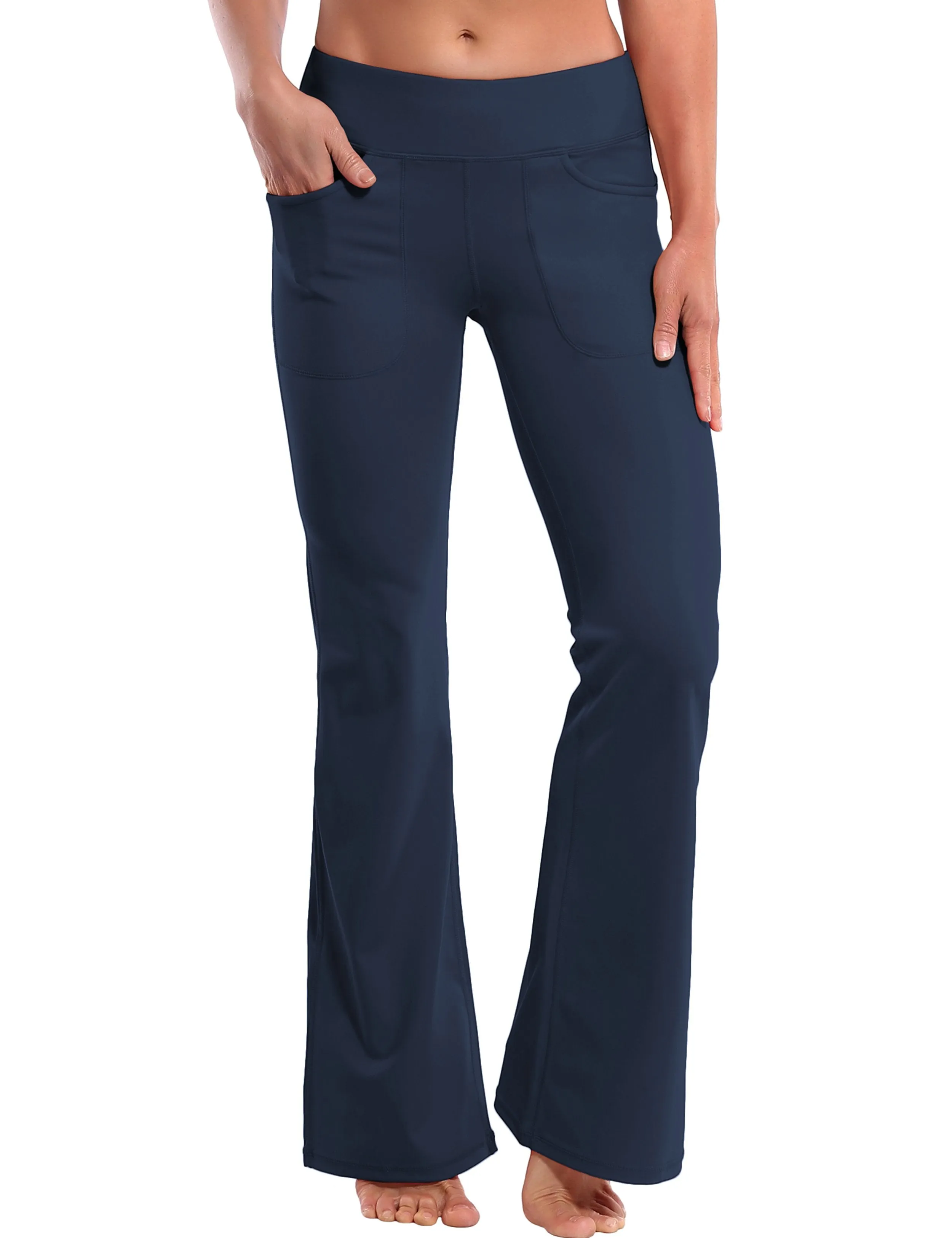 29" 31" 33" 35" Bootcut Leggings with Pockets darknavy ins_yogastudio