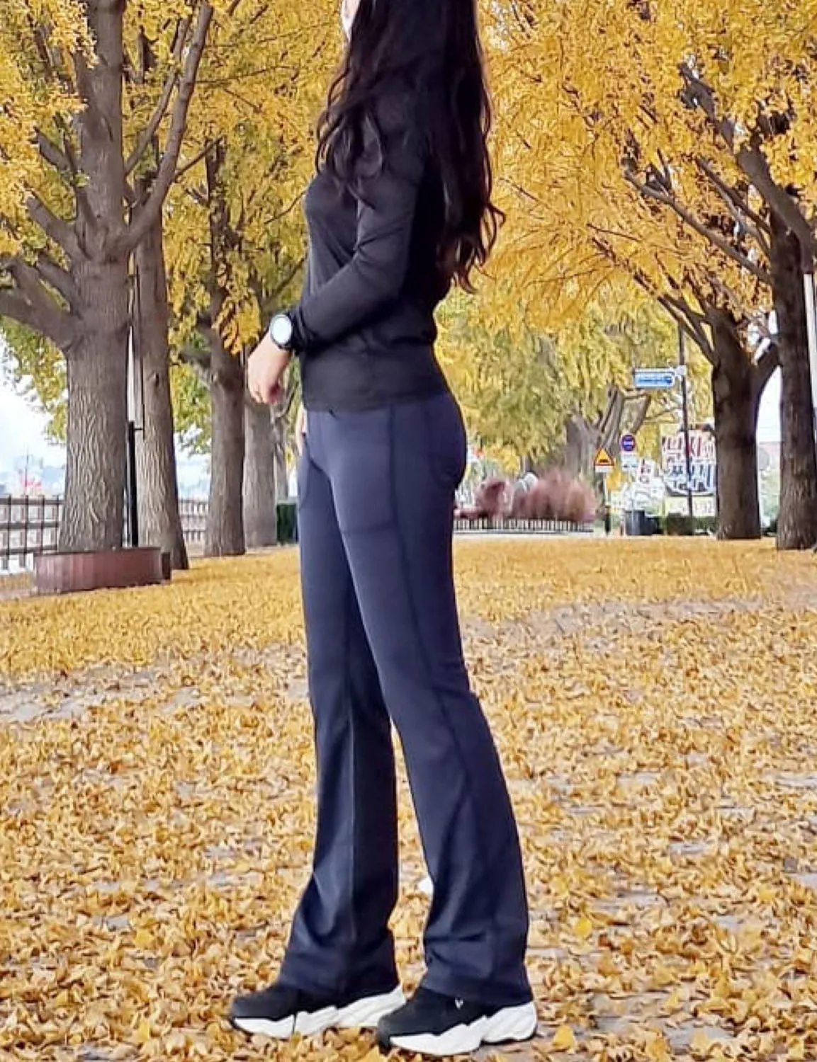29" 31" 33" 35" Bootcut Leggings with Pockets darknavy ins_yogastudio