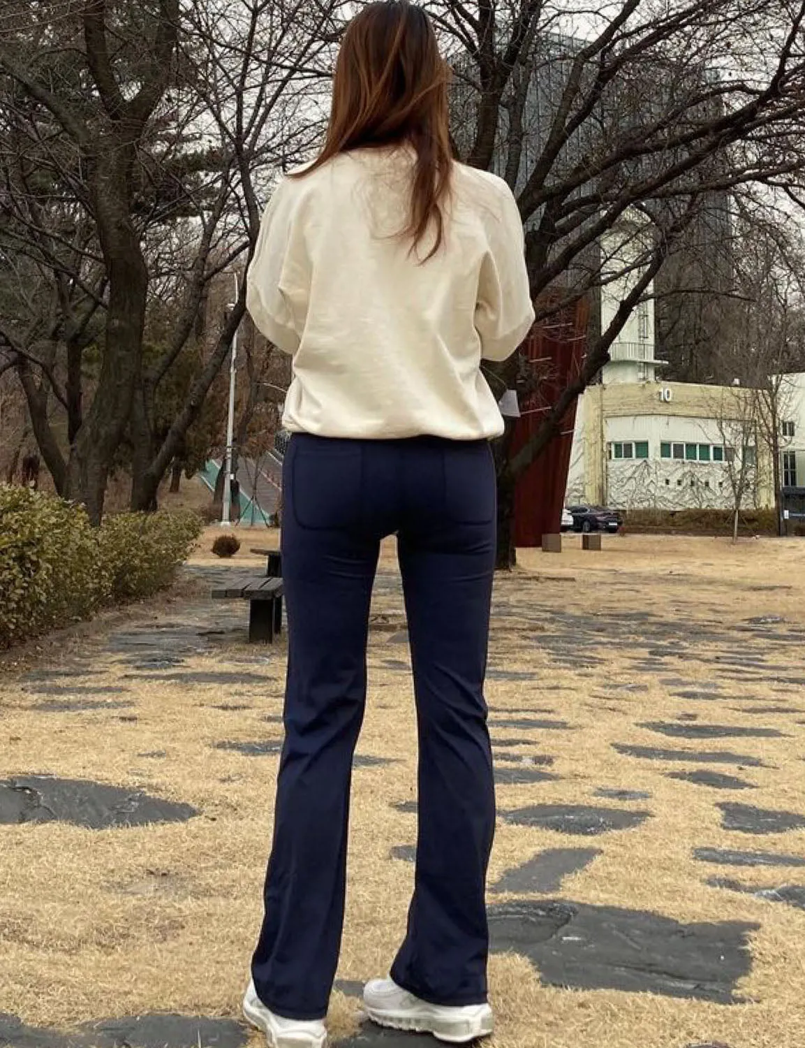 29" 31" 33" 35" Bootcut Leggings with Pockets darknavy ins_yogastudio