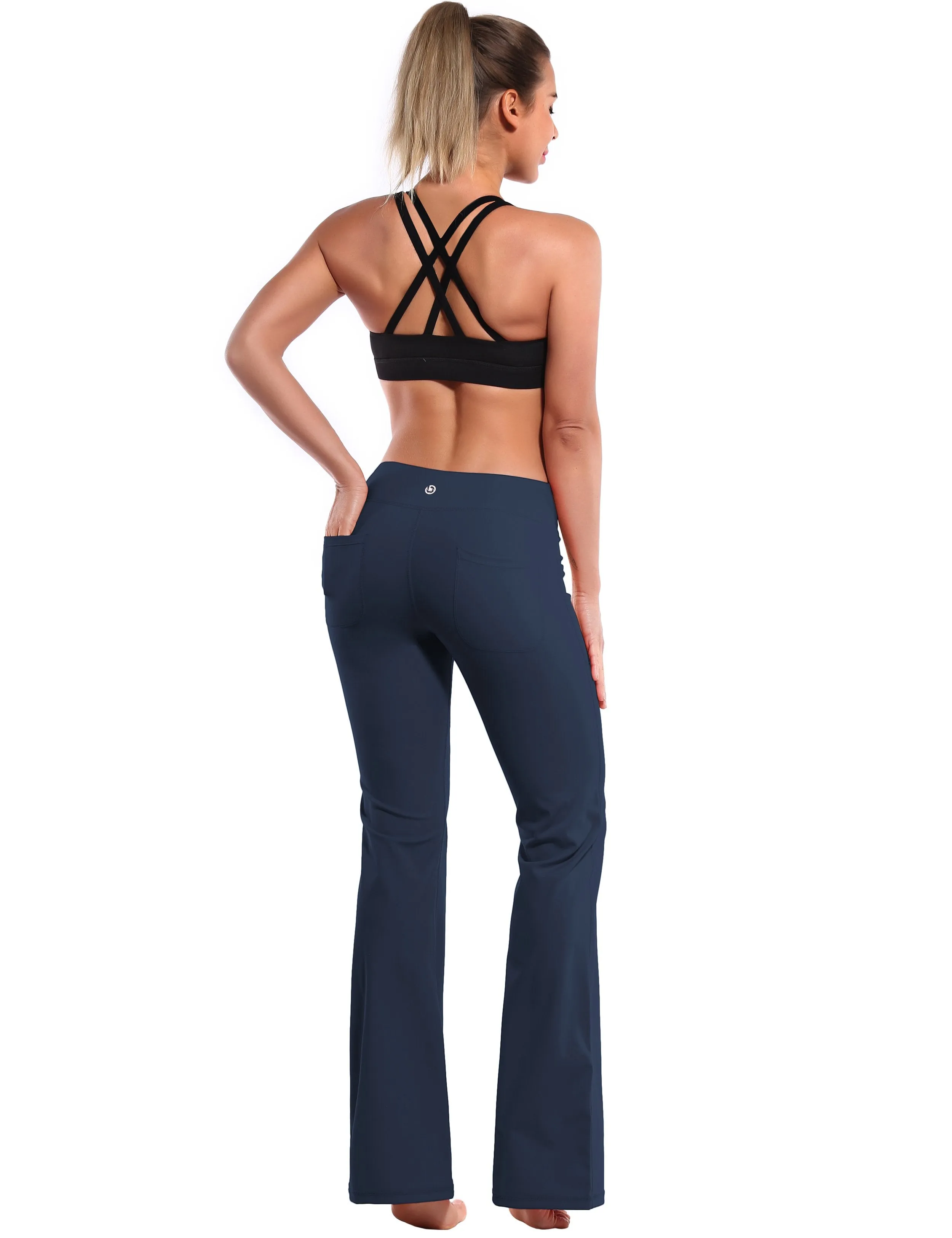 29" 31" 33" 35" Bootcut Leggings with Pockets darknavy ins_yogastudio